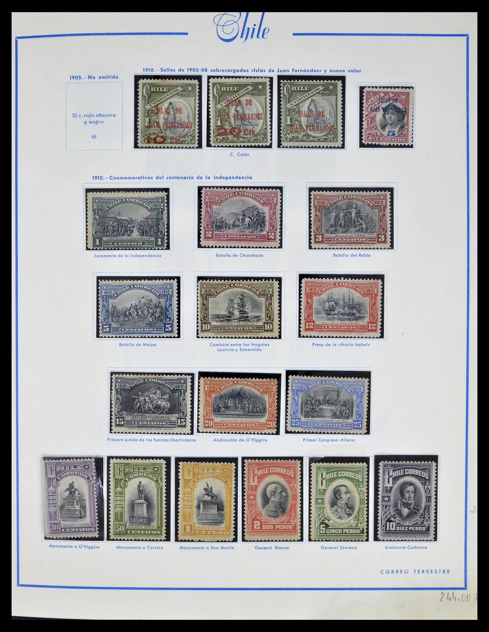 39213 0006 - Stamp collection 39213 Chile 1853-1970.