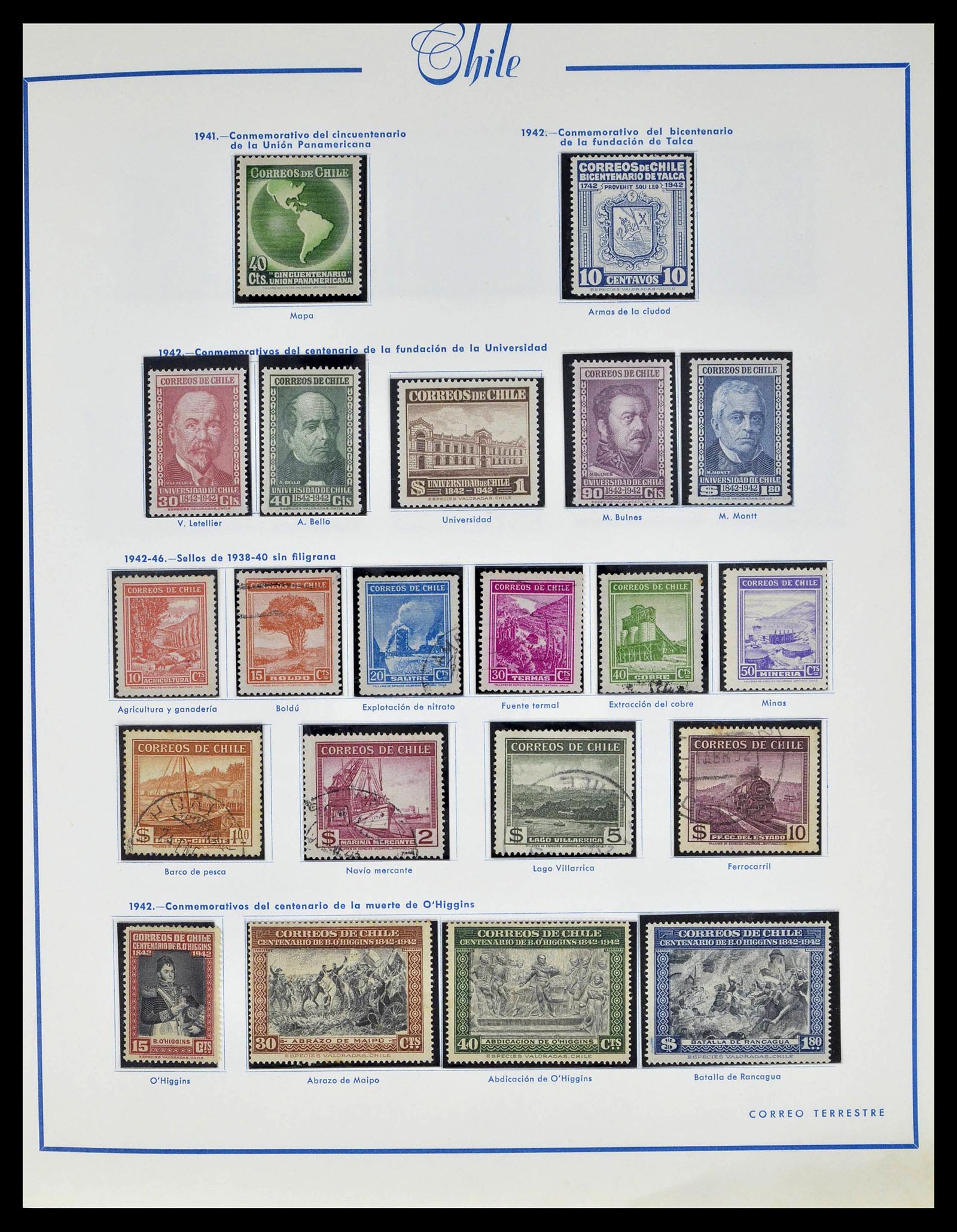 39213 0012 - Stamp collection 39213 Chile 1853-1970.