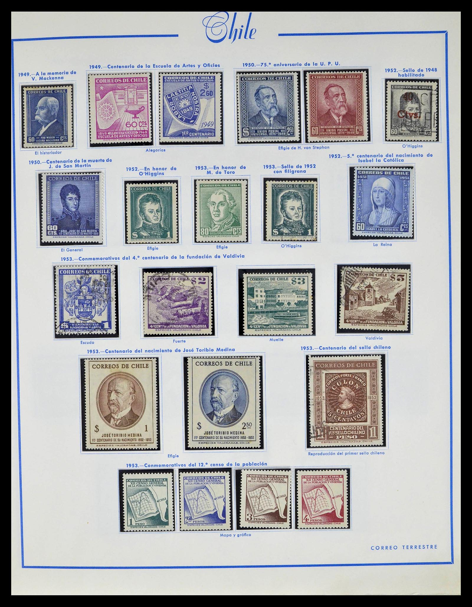 39213 0016 - Stamp collection 39213 Chile 1853-1970.