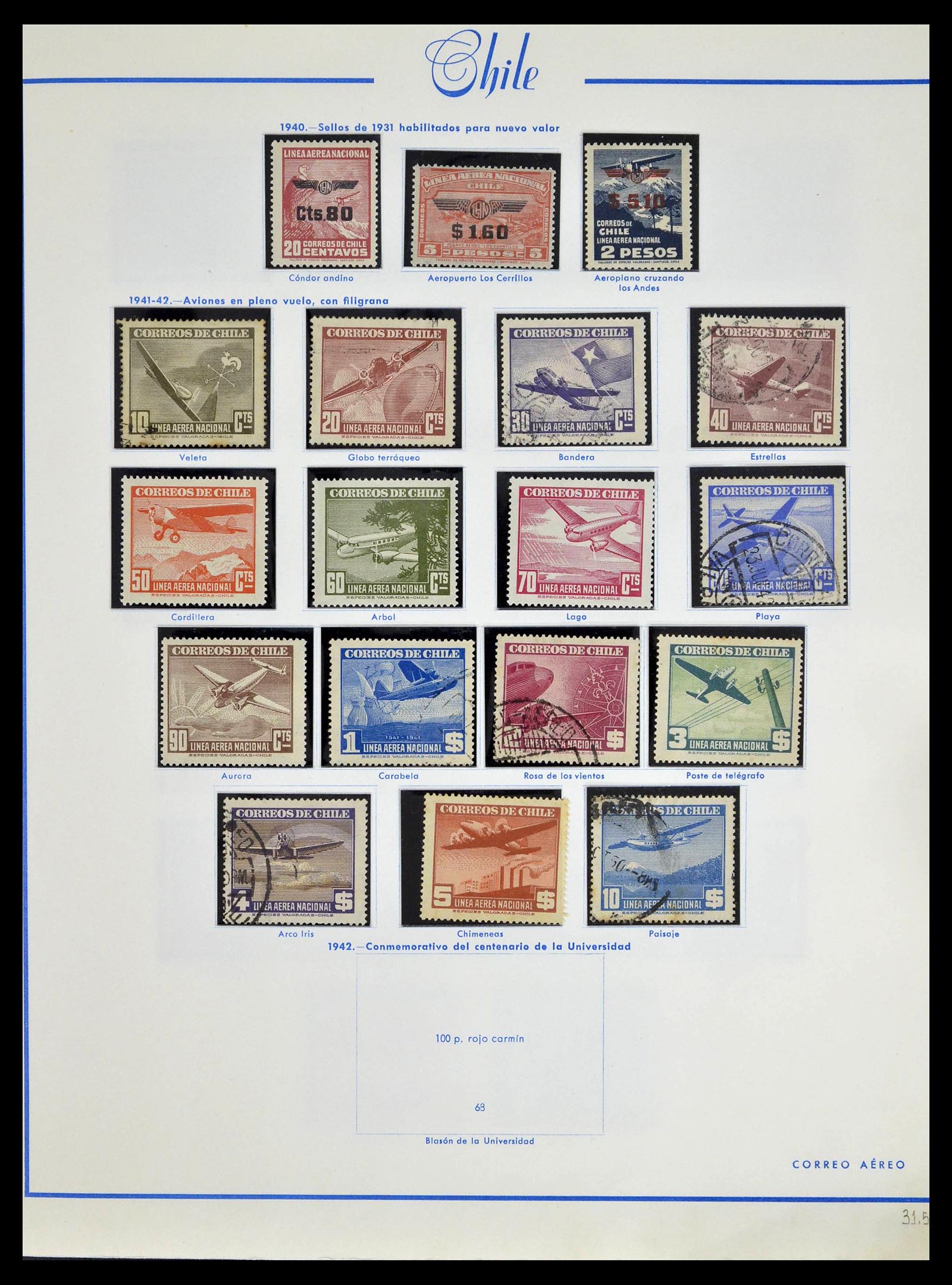 39213 0045 - Stamp collection 39213 Chile 1853-1970.