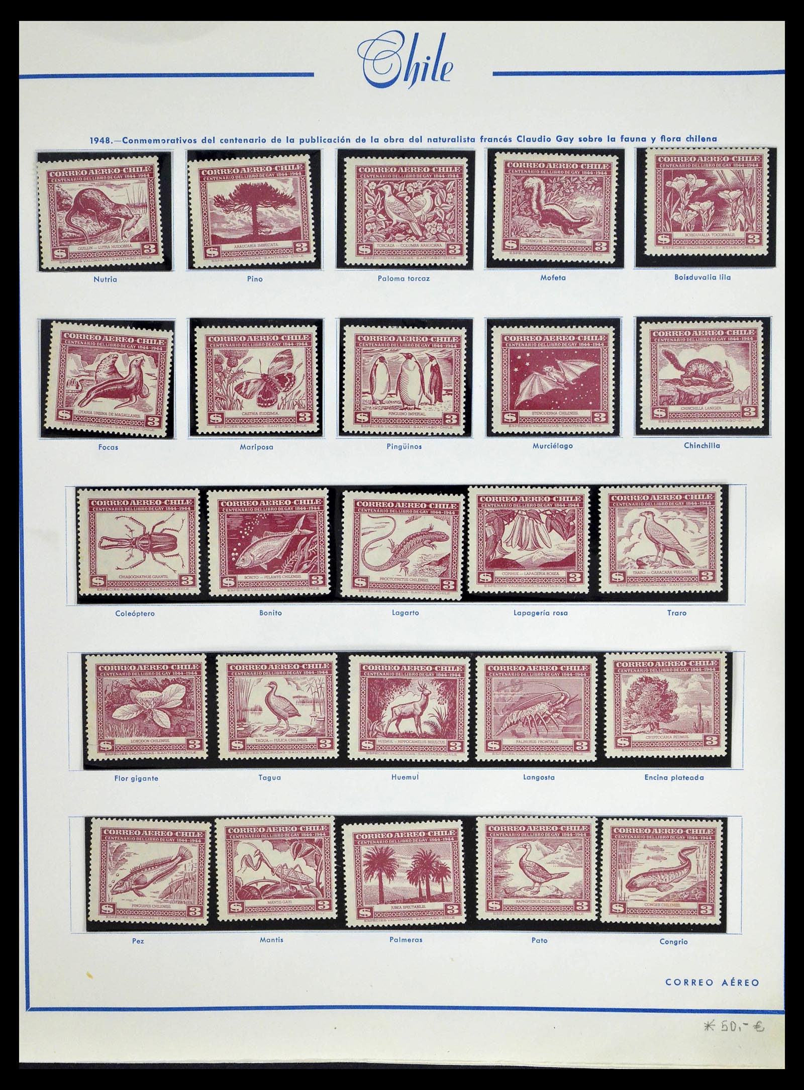39213 0050 - Stamp collection 39213 Chile 1853-1970.