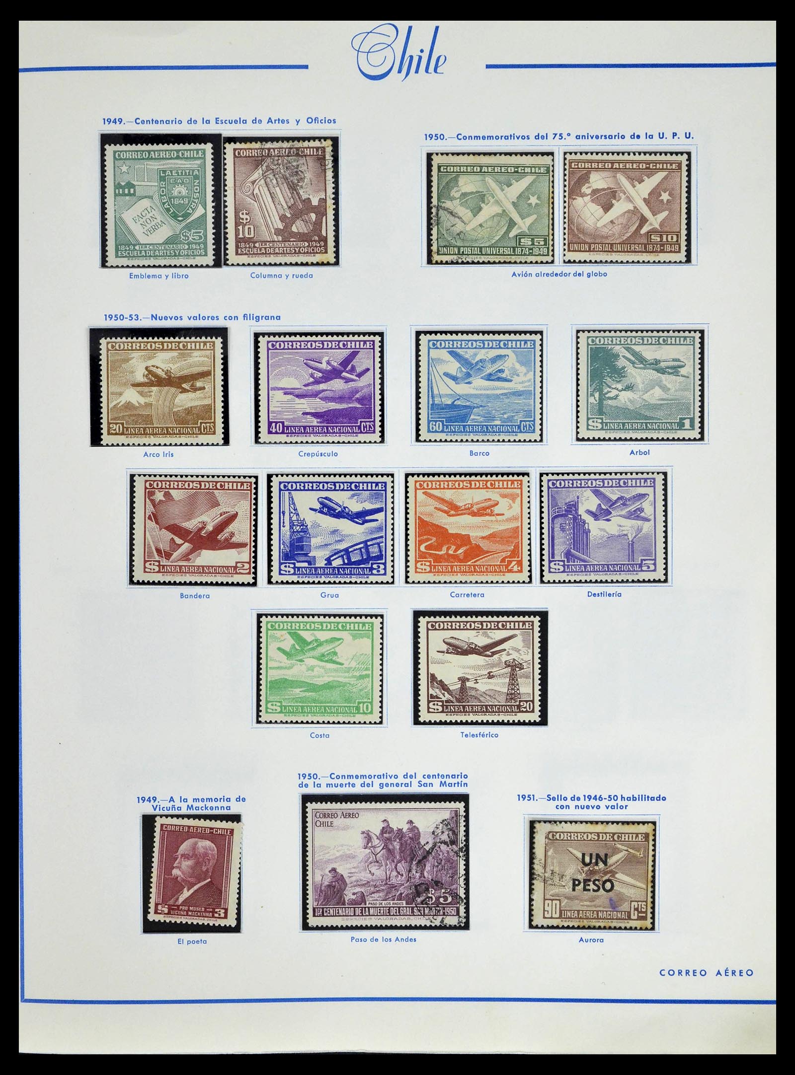 39213 0051 - Stamp collection 39213 Chile 1853-1970.