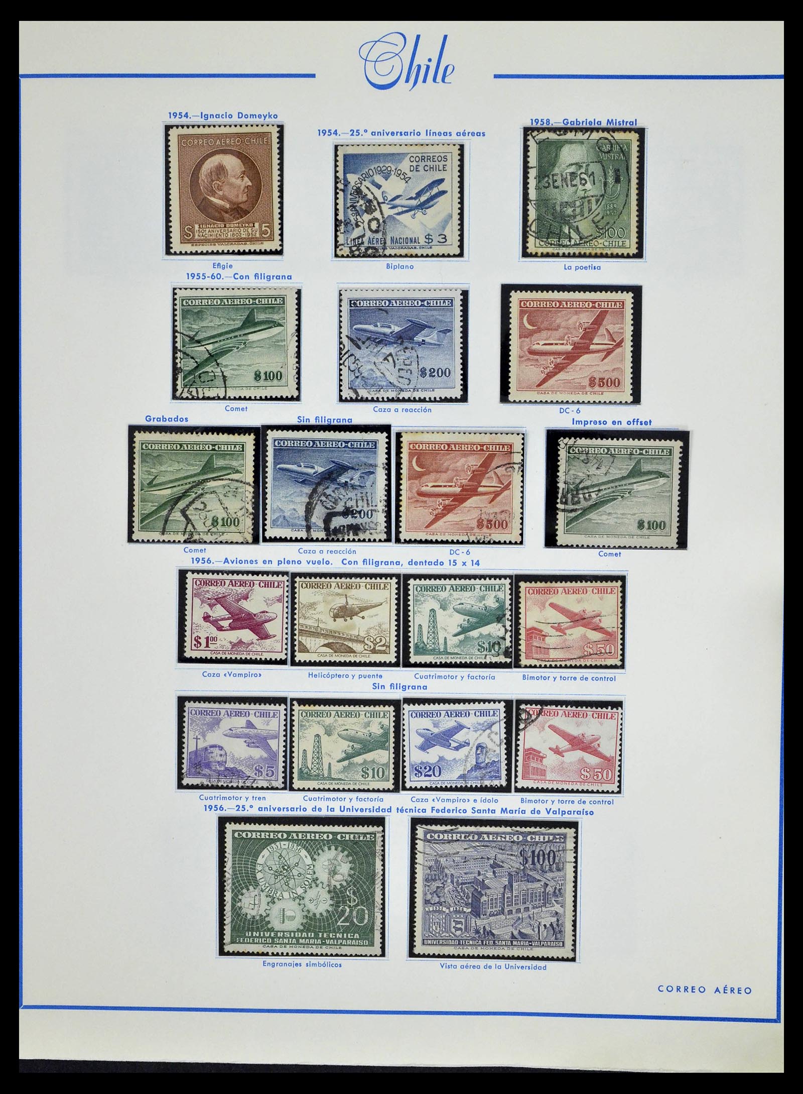 39213 0053 - Stamp collection 39213 Chile 1853-1970.