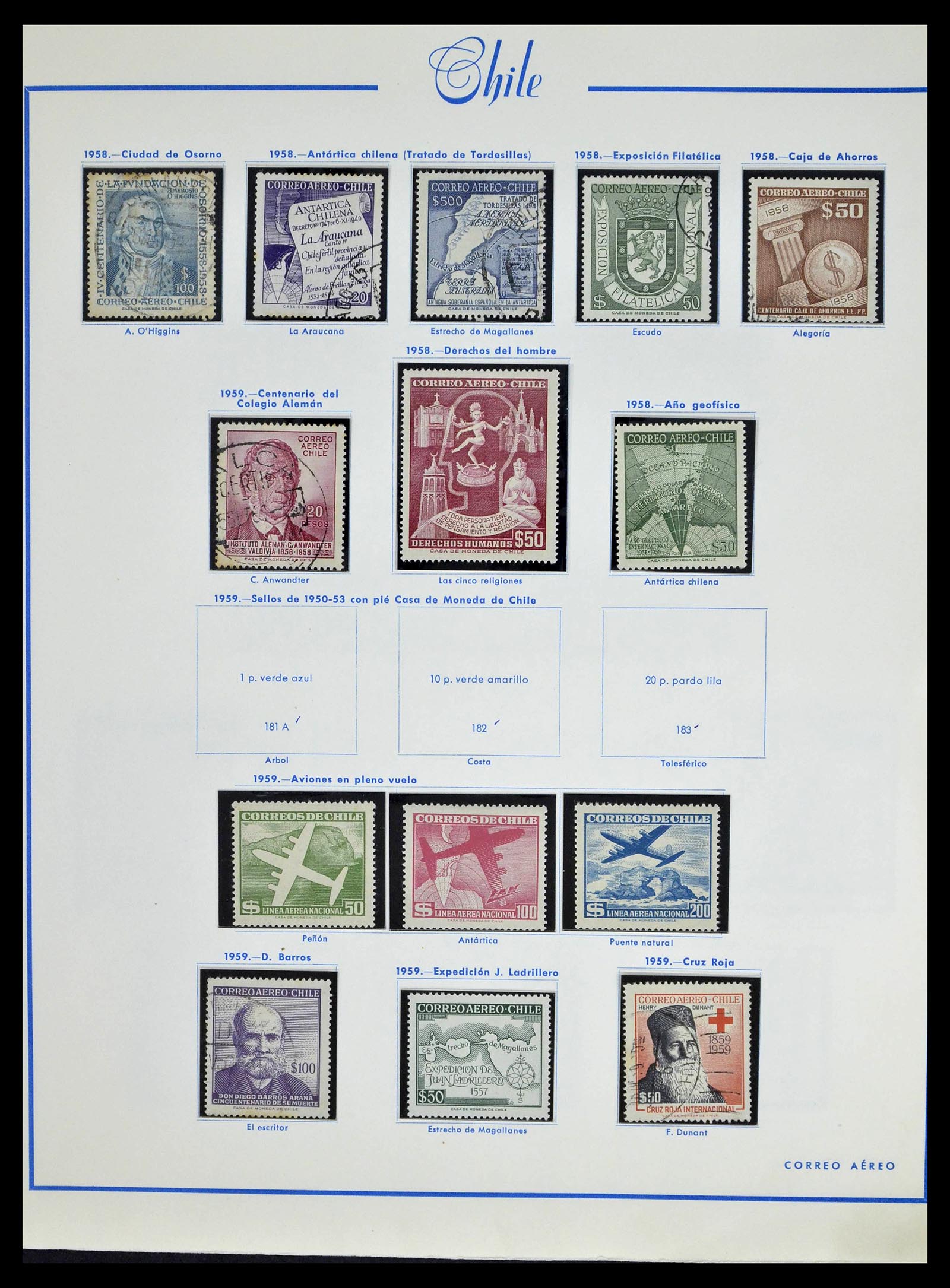 39213 0054 - Stamp collection 39213 Chile 1853-1970.