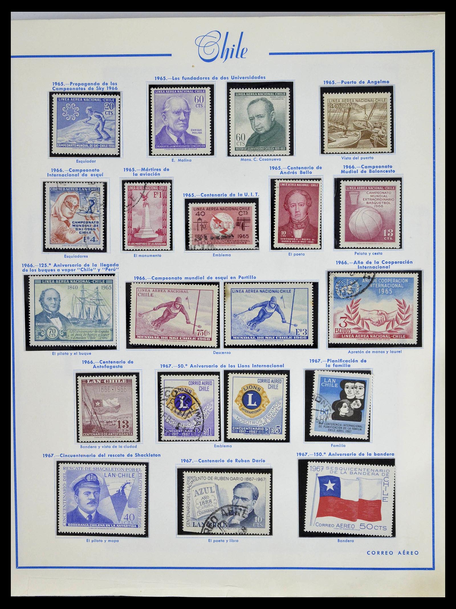 39213 0059 - Stamp collection 39213 Chile 1853-1970.