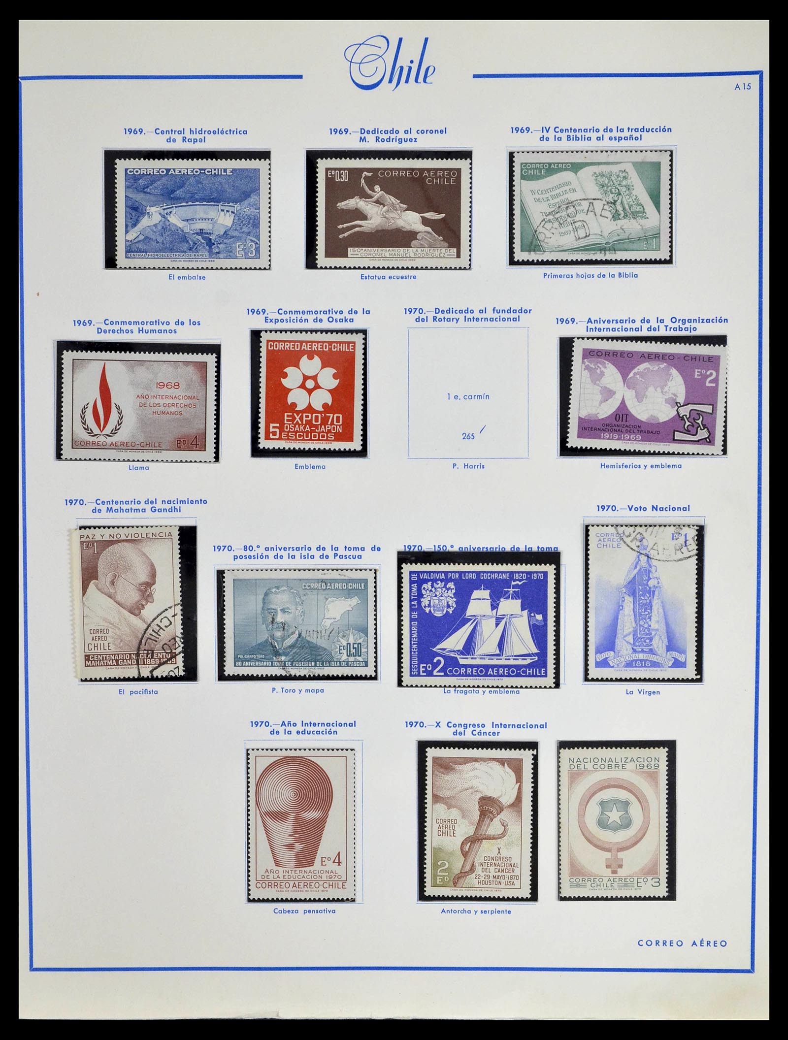 39213 0063 - Stamp collection 39213 Chile 1853-1970.