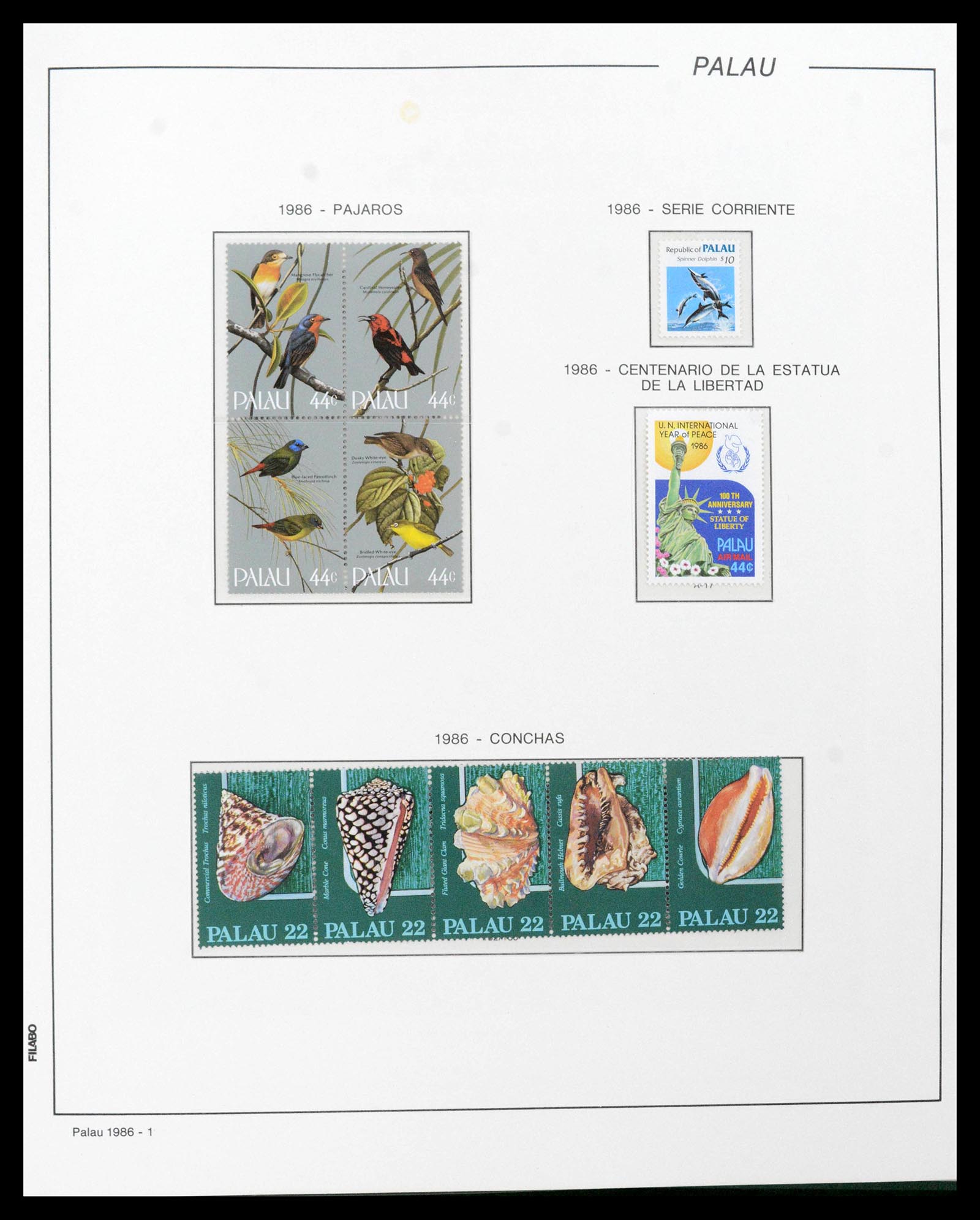 39222 0010 - Stamp collection 39222 Palau, Micronesia and Marshall islands 1980-1995.