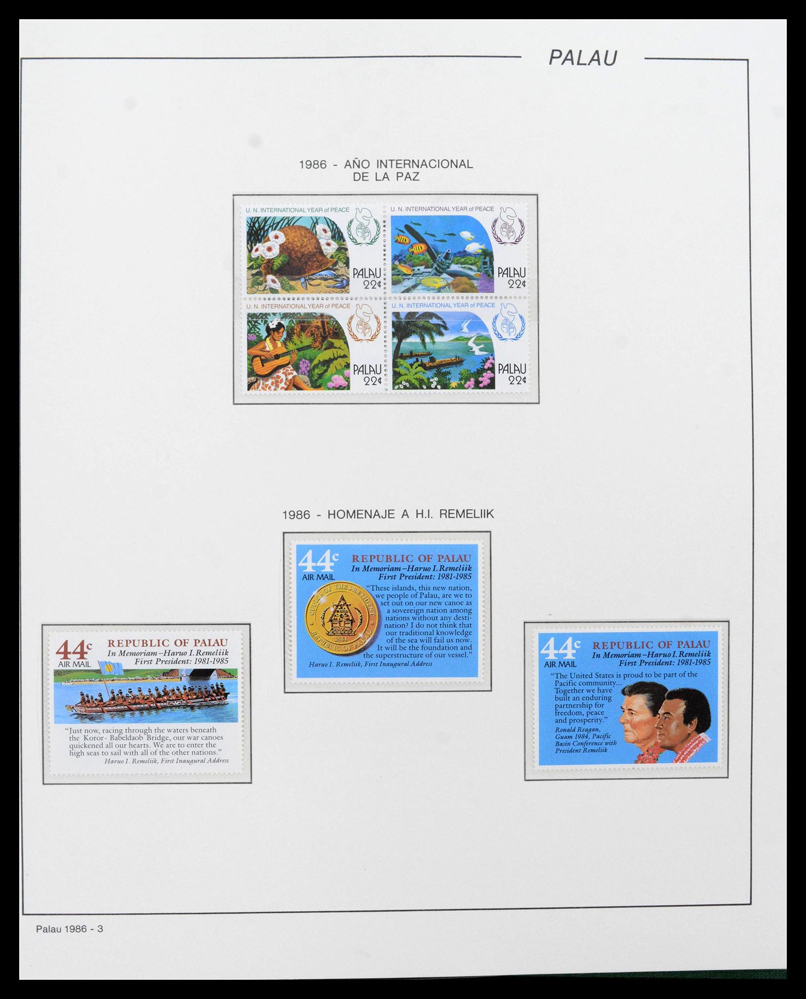 39222 0012 - Stamp collection 39222 Palau, Micronesia and Marshall islands 1980-1995.