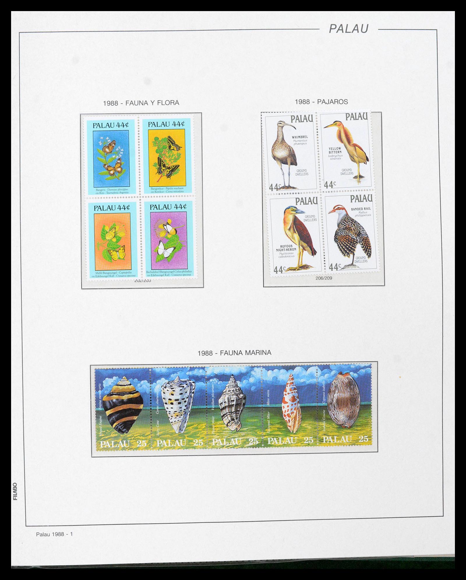 39222 0021 - Stamp collection 39222 Palau, Micronesia and Marshall islands 1980-1995.