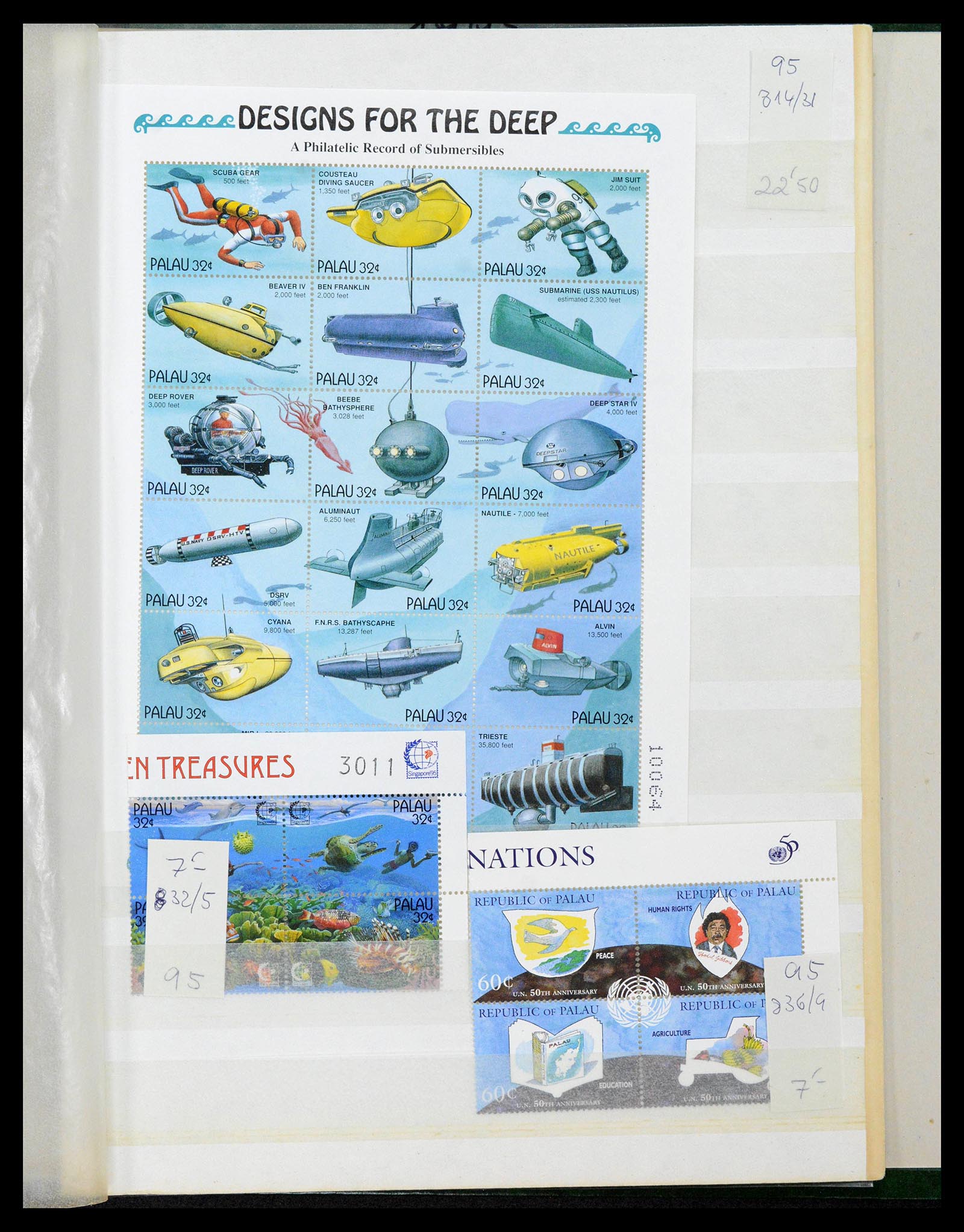 39222 0061 - Stamp collection 39222 Palau, Micronesia and Marshall islands 1980-1995.