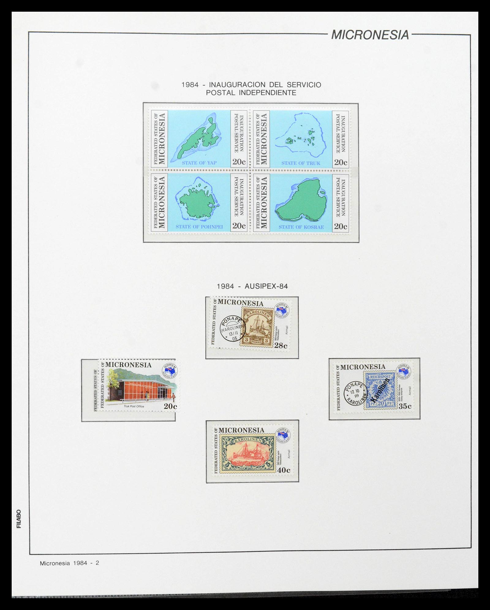 39222 0065 - Stamp collection 39222 Palau, Micronesia and Marshall islands 1980-1995.