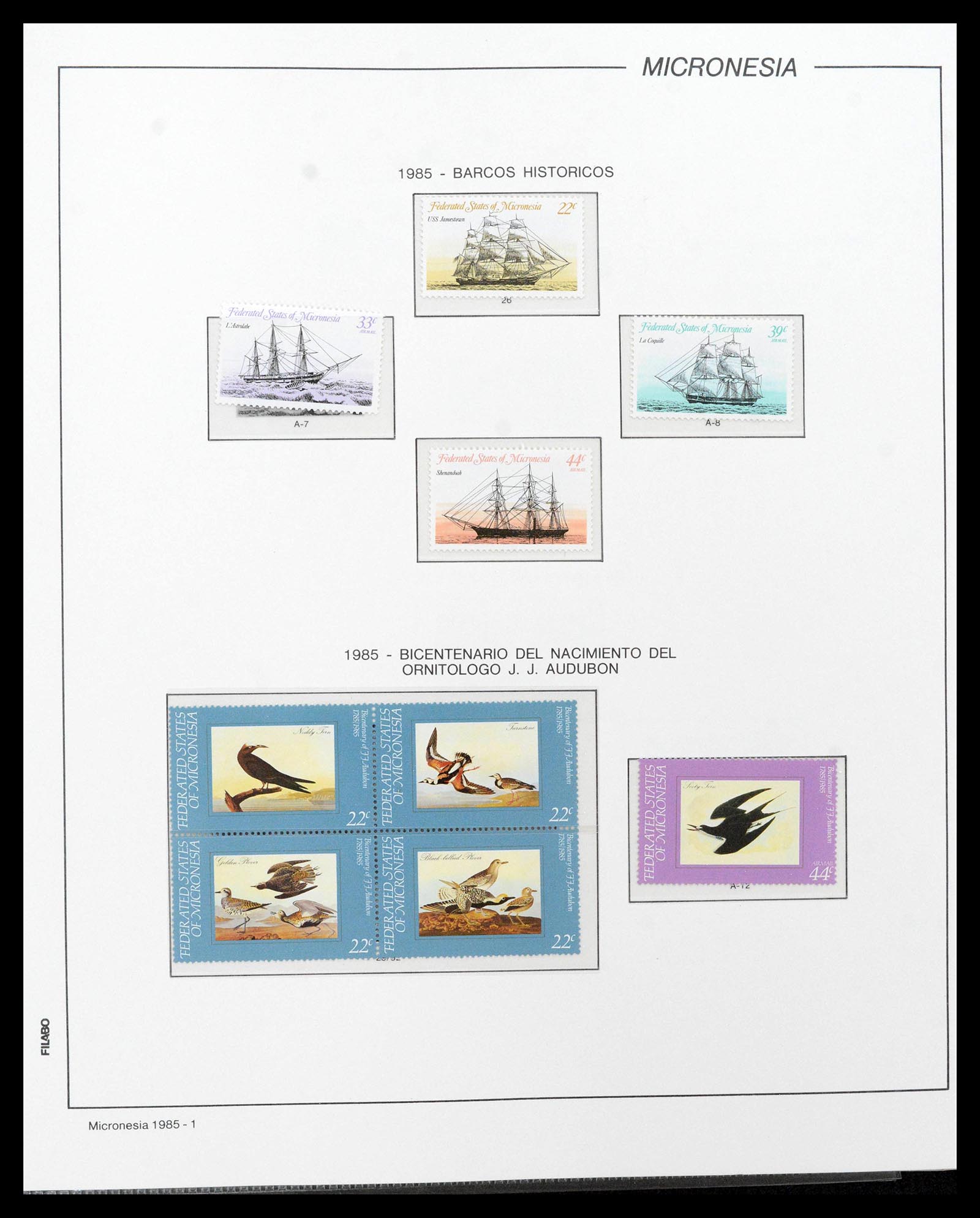 39222 0067 - Stamp collection 39222 Palau, Micronesia and Marshall islands 1980-1995.