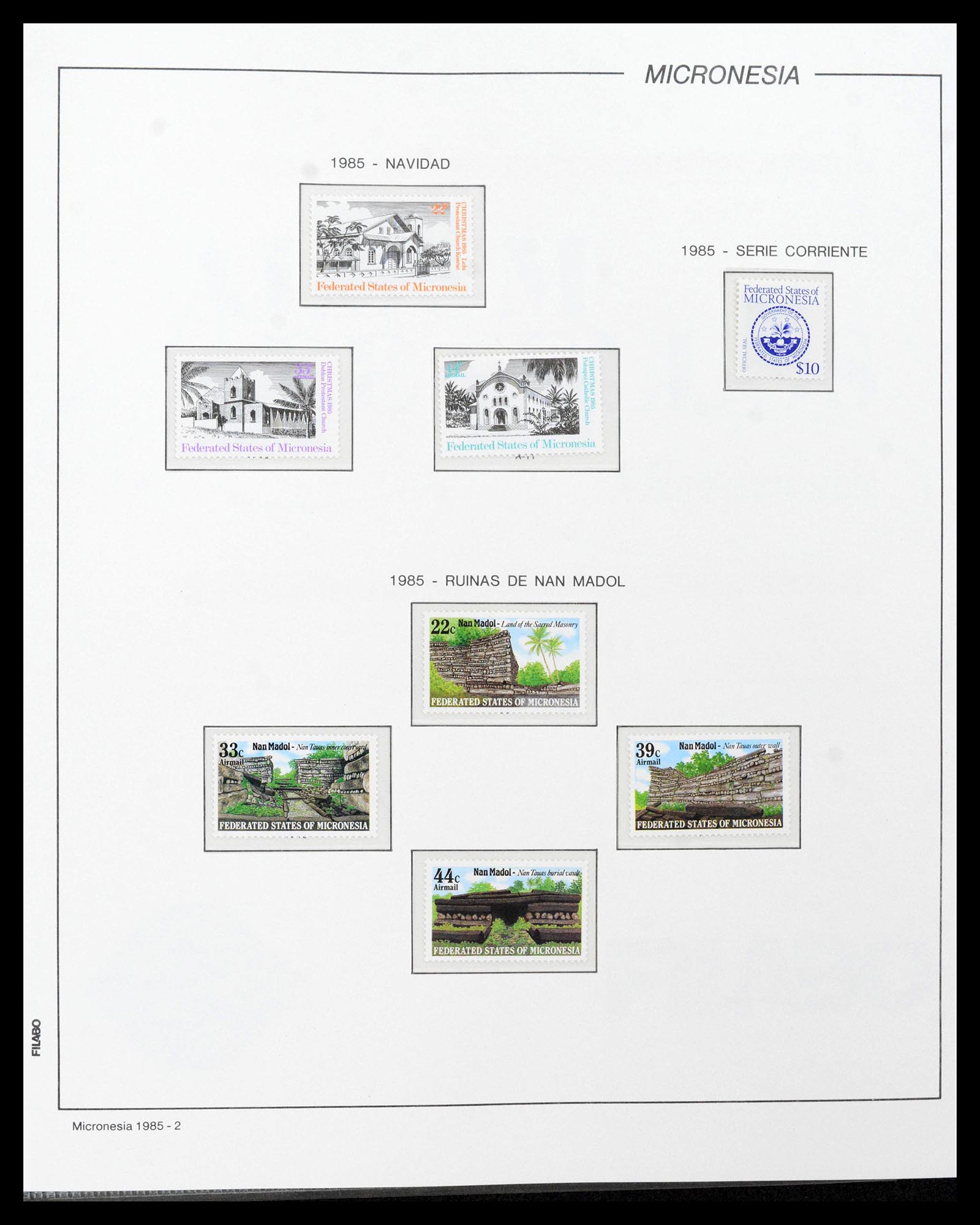 39222 0068 - Stamp collection 39222 Palau, Micronesia and Marshall islands 1980-1995.