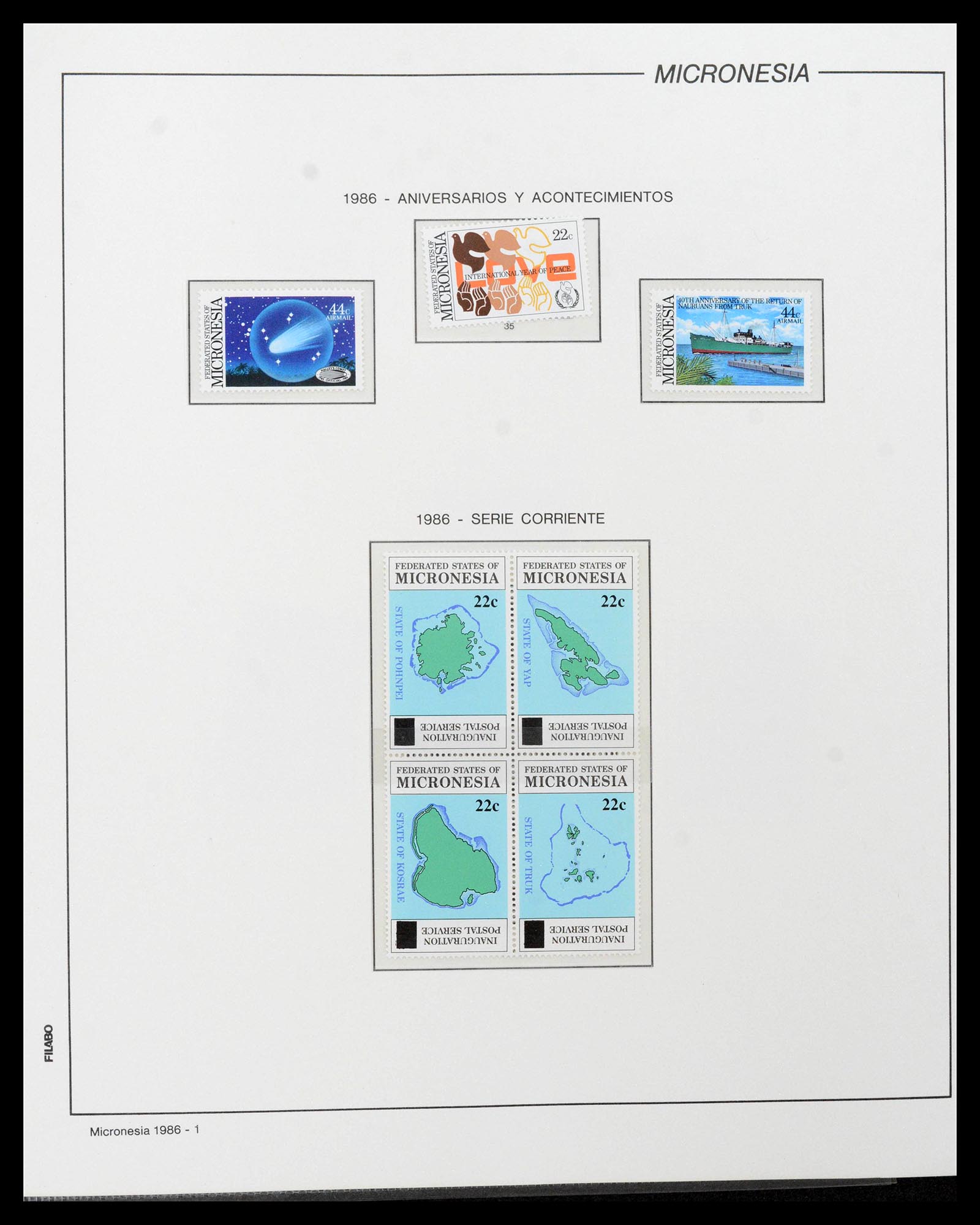 39222 0069 - Stamp collection 39222 Palau, Micronesia and Marshall islands 1980-1995.