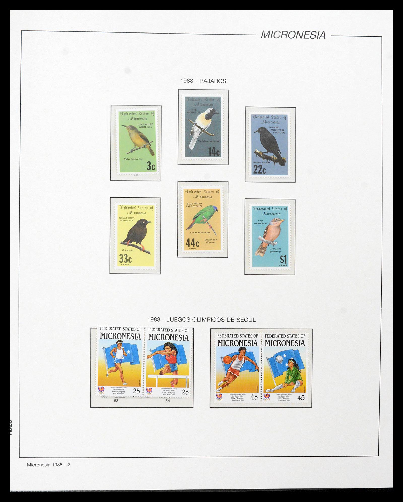 39222 0075 - Stamp collection 39222 Palau, Micronesia and Marshall islands 1980-1995.