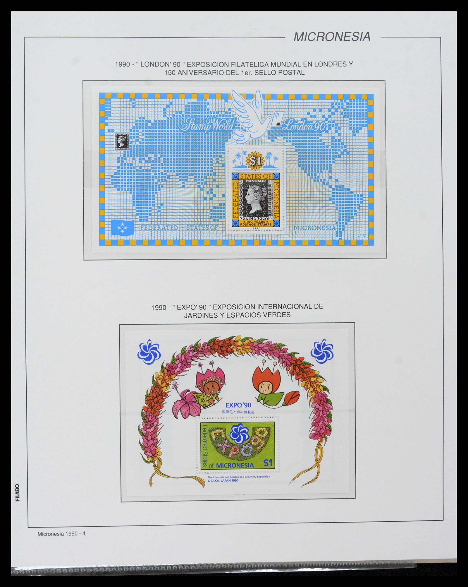 39222 0088 - Stamp collection 39222 Palau, Micronesia and Marshall islands 1980-1995.