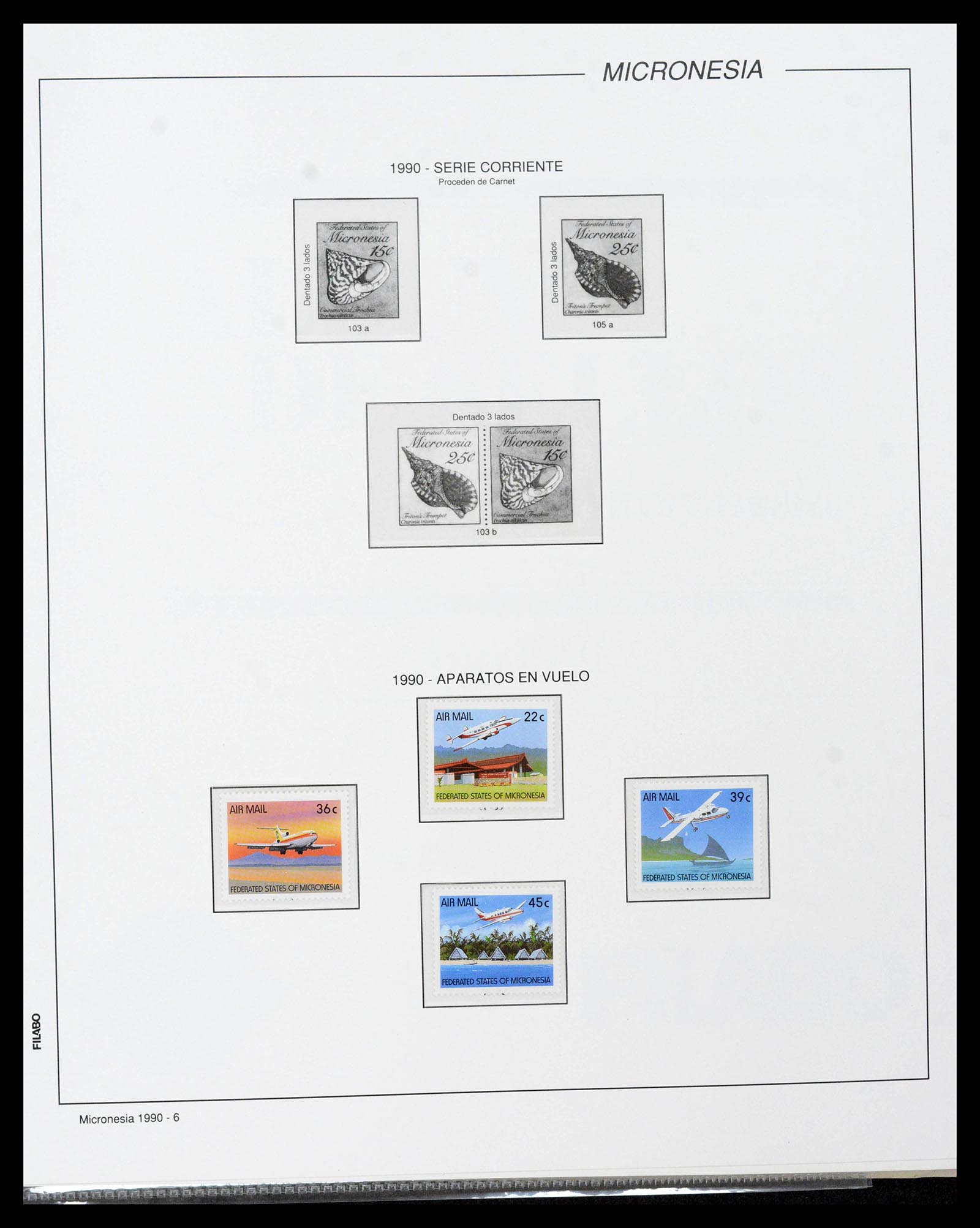 39222 0090 - Stamp collection 39222 Palau, Micronesia and Marshall islands 1980-1995.