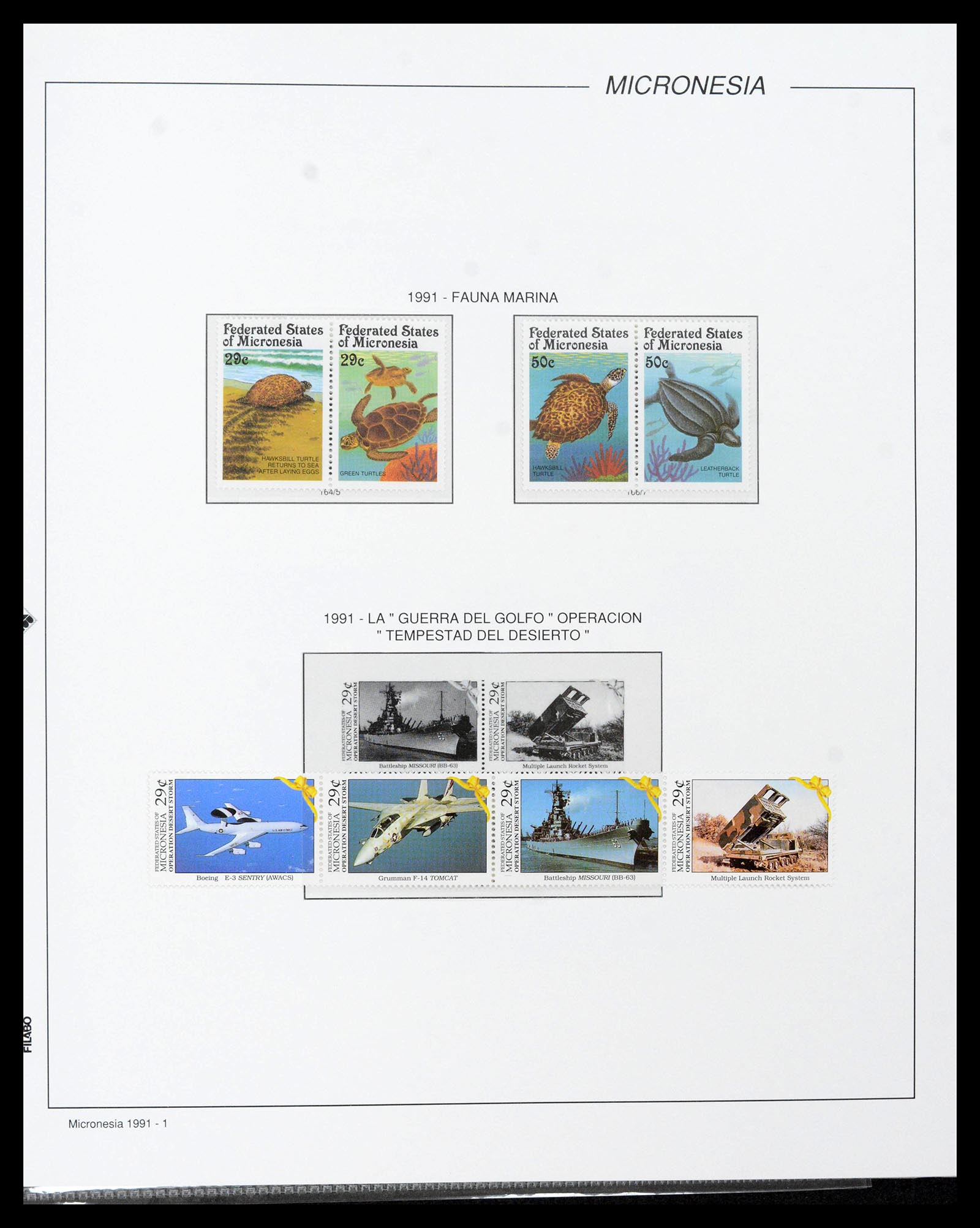 39222 0091 - Stamp collection 39222 Palau, Micronesia and Marshall islands 1980-1995.