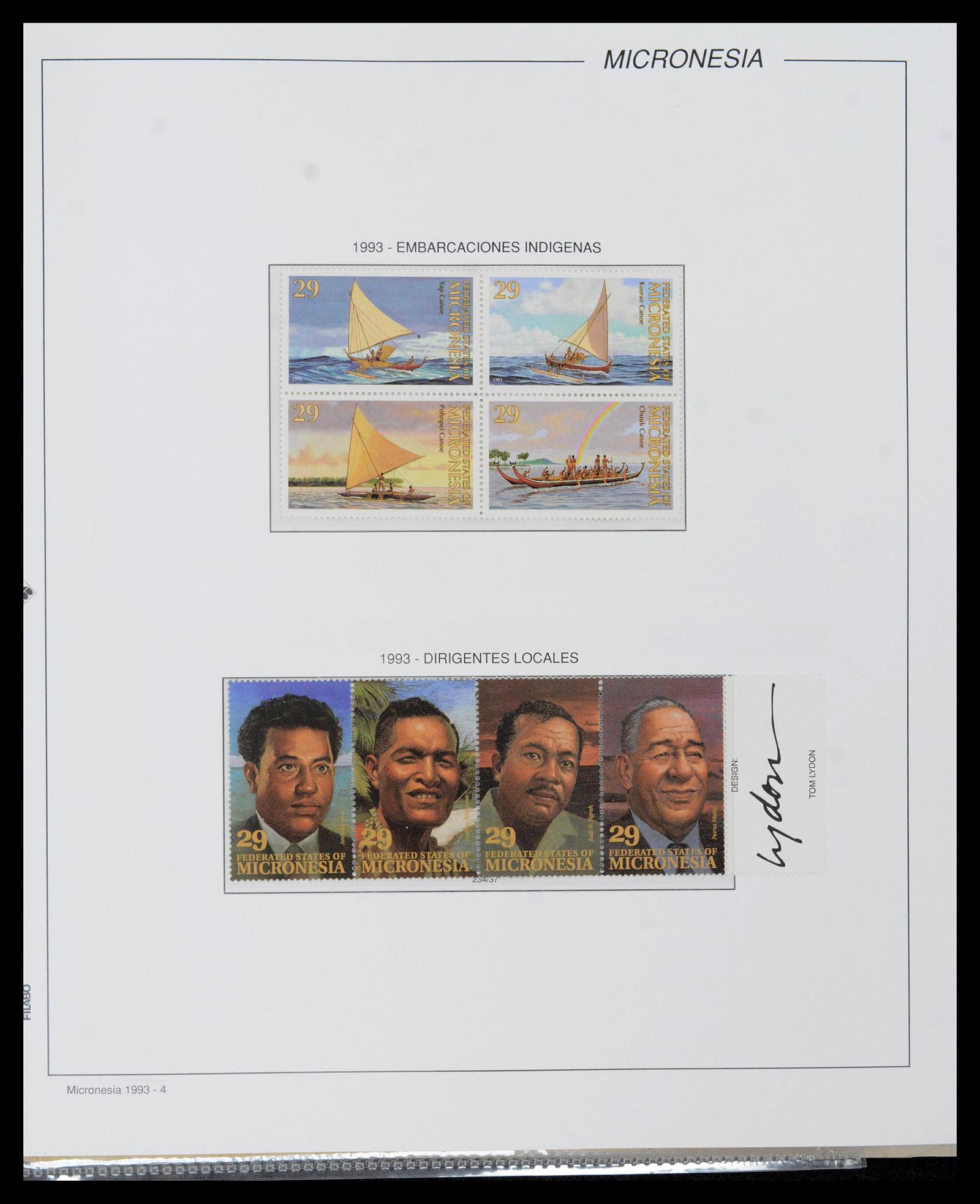 39222 0103 - Stamp collection 39222 Palau, Micronesia and Marshall islands 1980-1995.