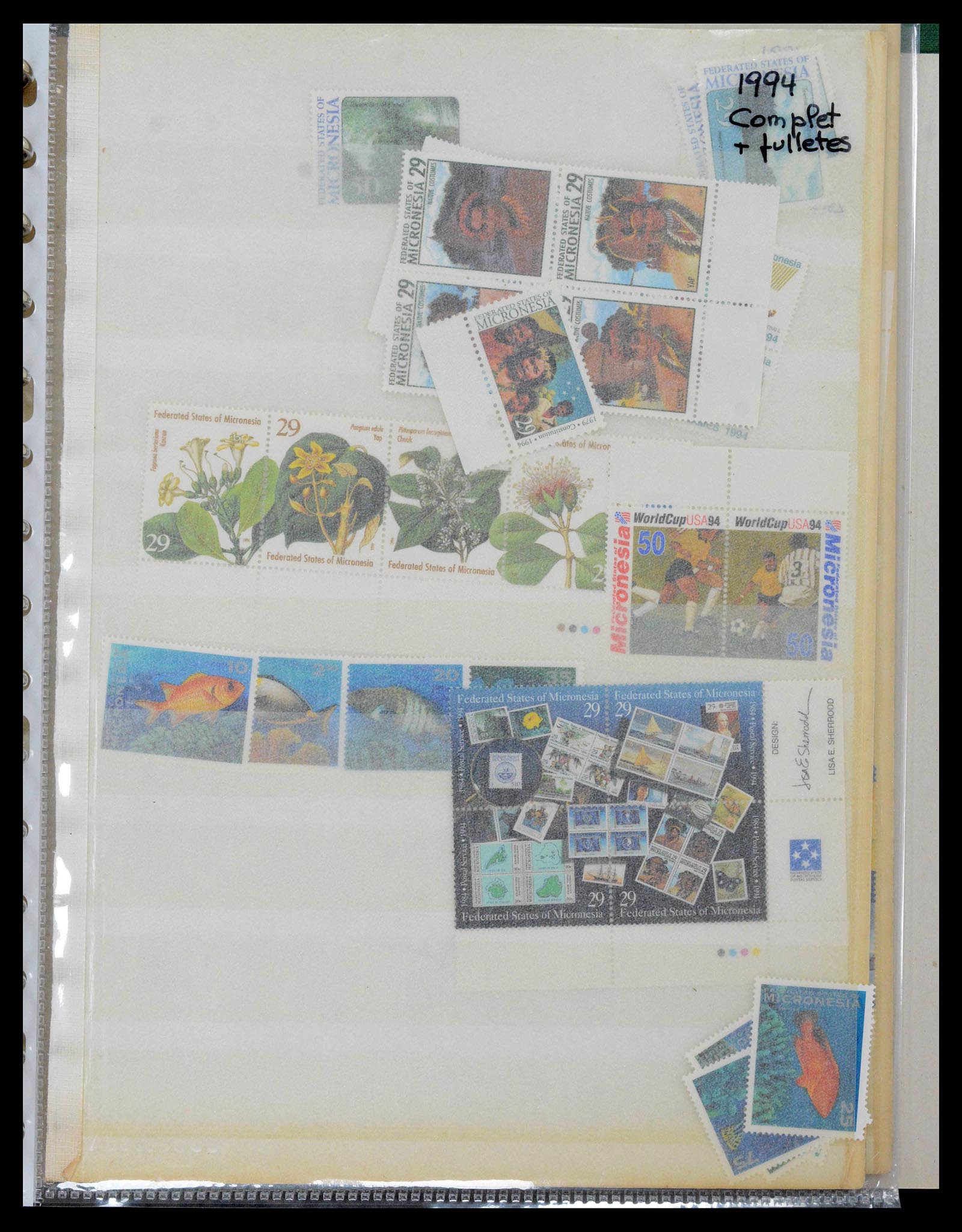 39222 0108 - Stamp collection 39222 Palau, Micronesia and Marshall islands 1980-1995.