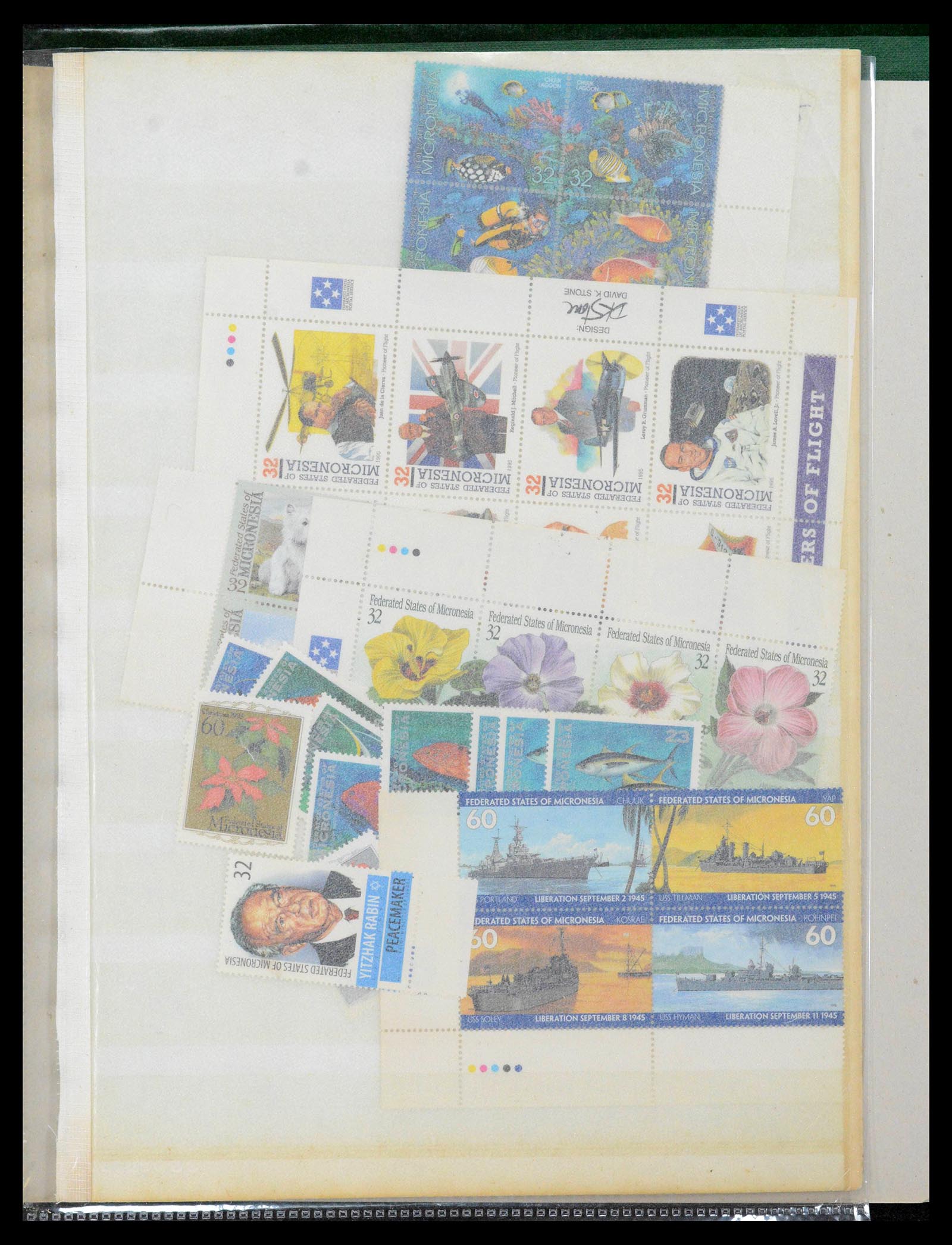 39222 0109 - Stamp collection 39222 Palau, Micronesia and Marshall islands 1980-1995.