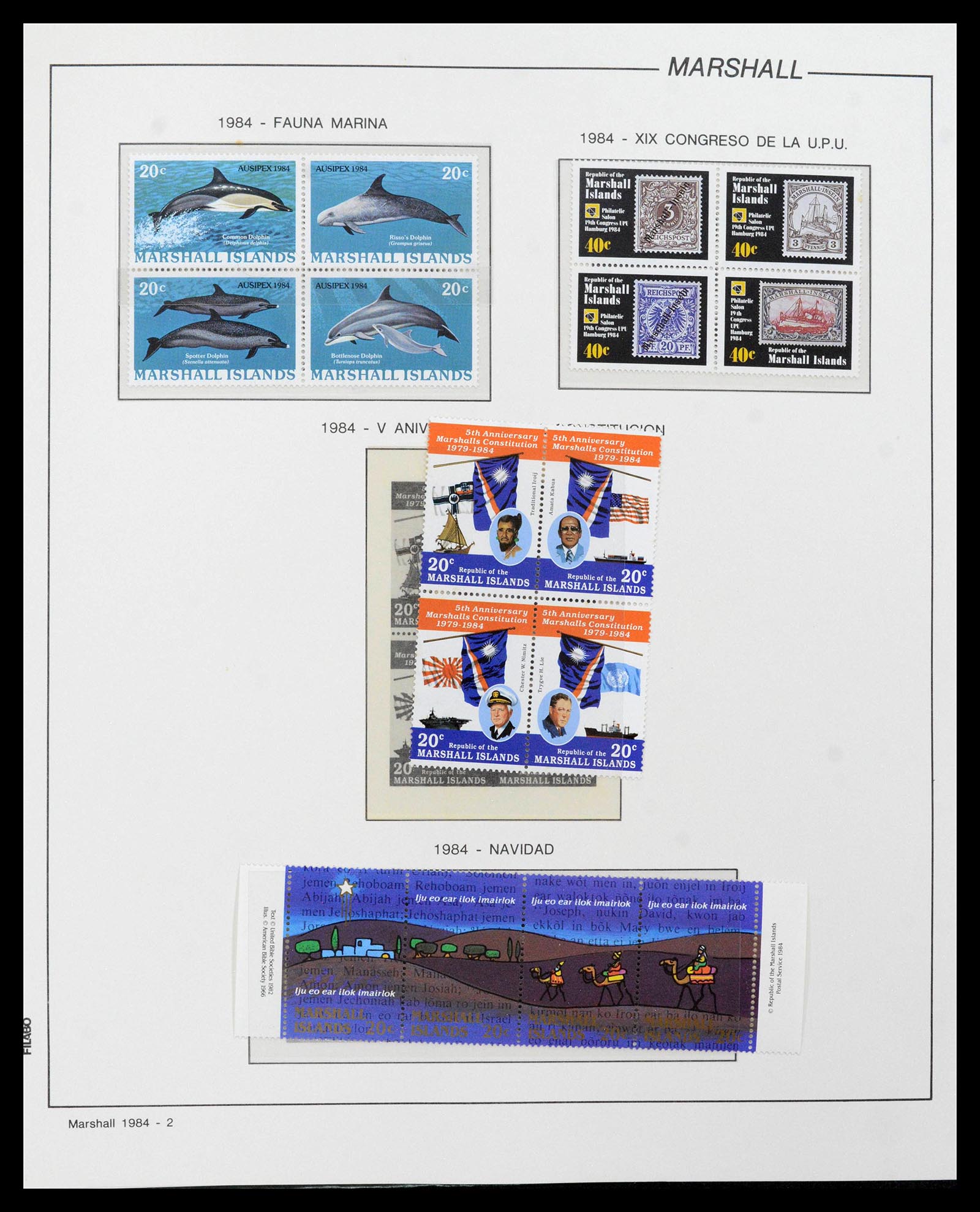 39222 0113 - Stamp collection 39222 Palau, Micronesia and Marshall islands 1980-1995.