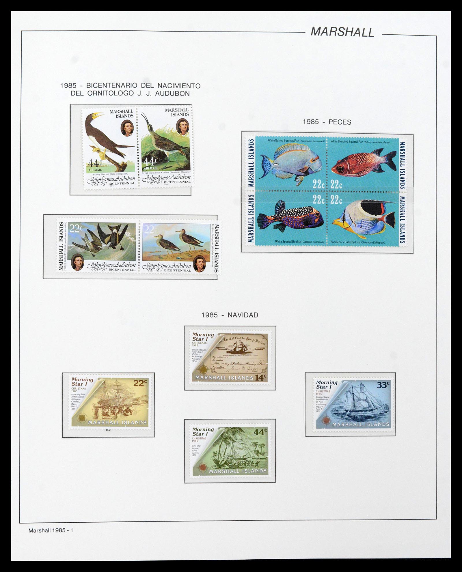 39222 0115 - Stamp collection 39222 Palau, Micronesia and Marshall islands 1980-1995.