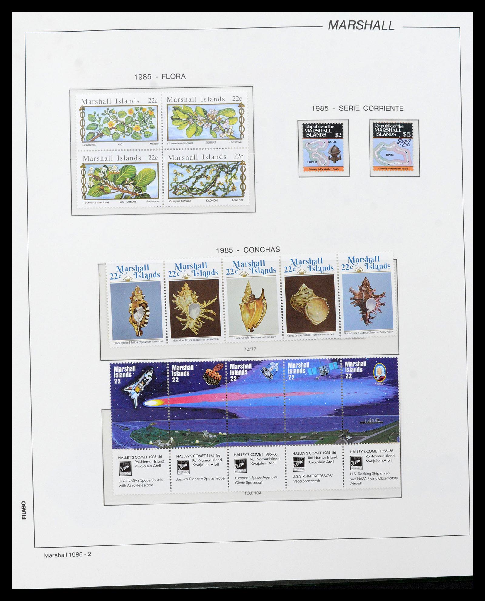 39222 0117 - Stamp collection 39222 Palau, Micronesia and Marshall islands 1980-1995.