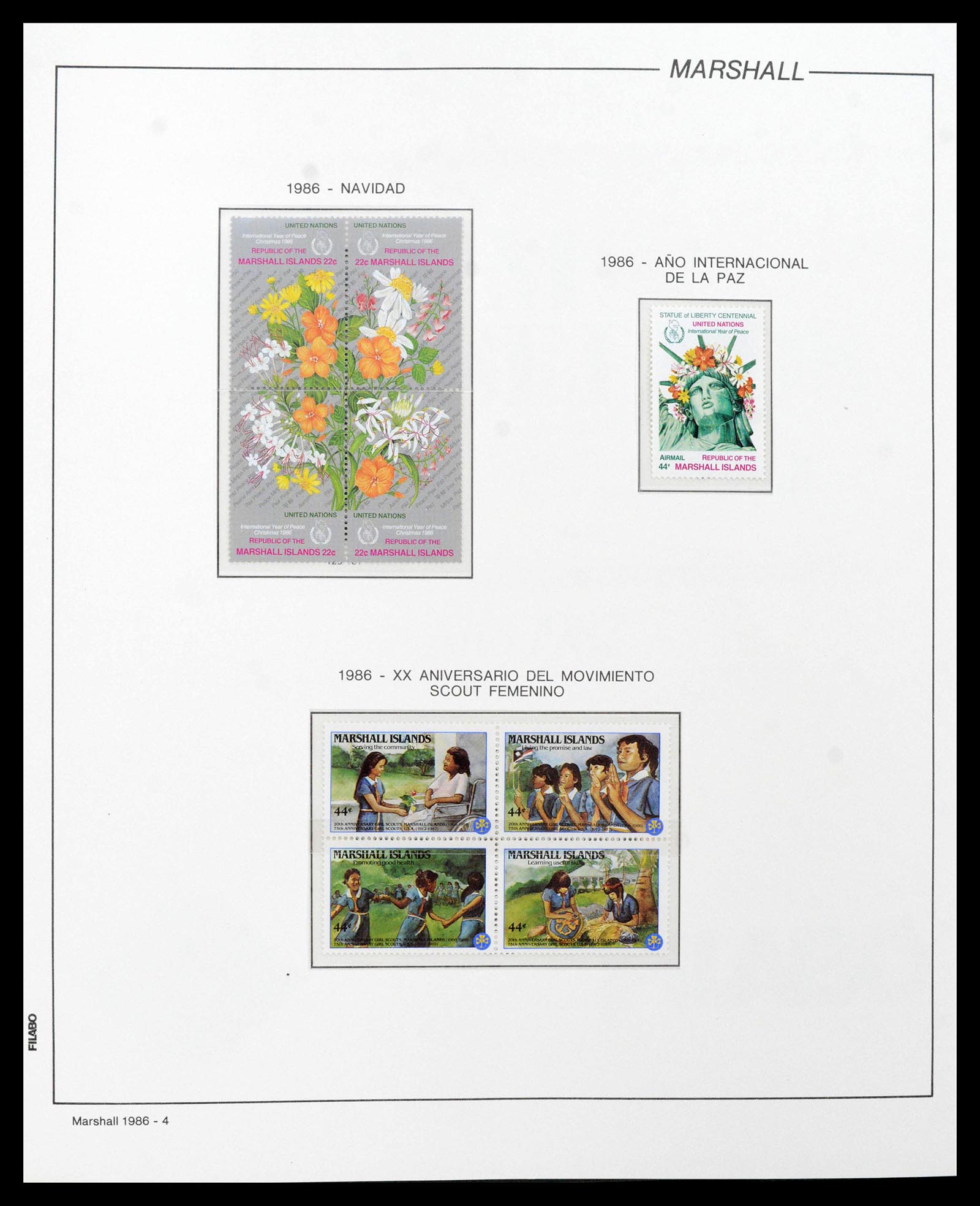 39222 0121 - Stamp collection 39222 Palau, Micronesia and Marshall islands 1980-1995.