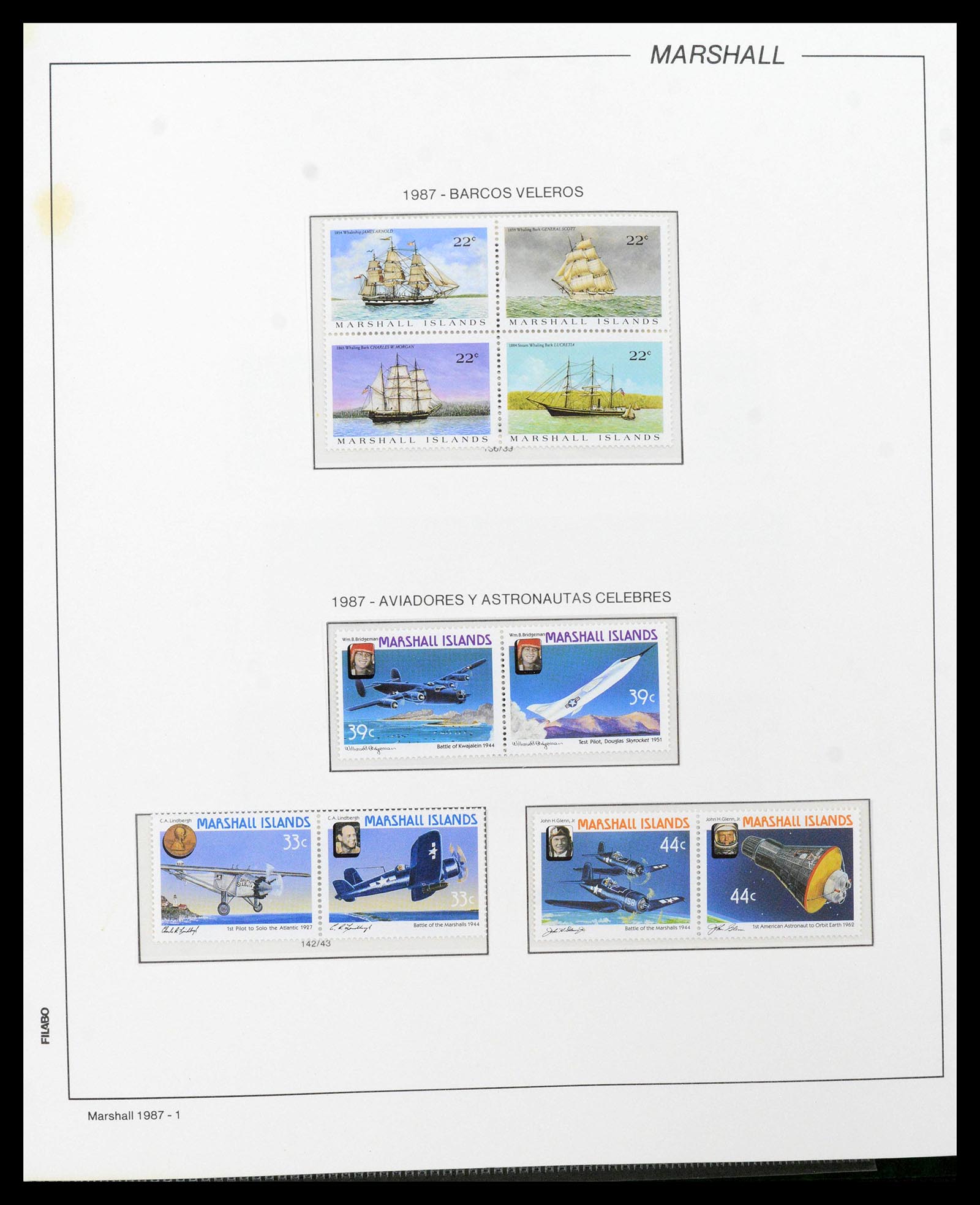 39222 0122 - Stamp collection 39222 Palau, Micronesia and Marshall islands 1980-1995.
