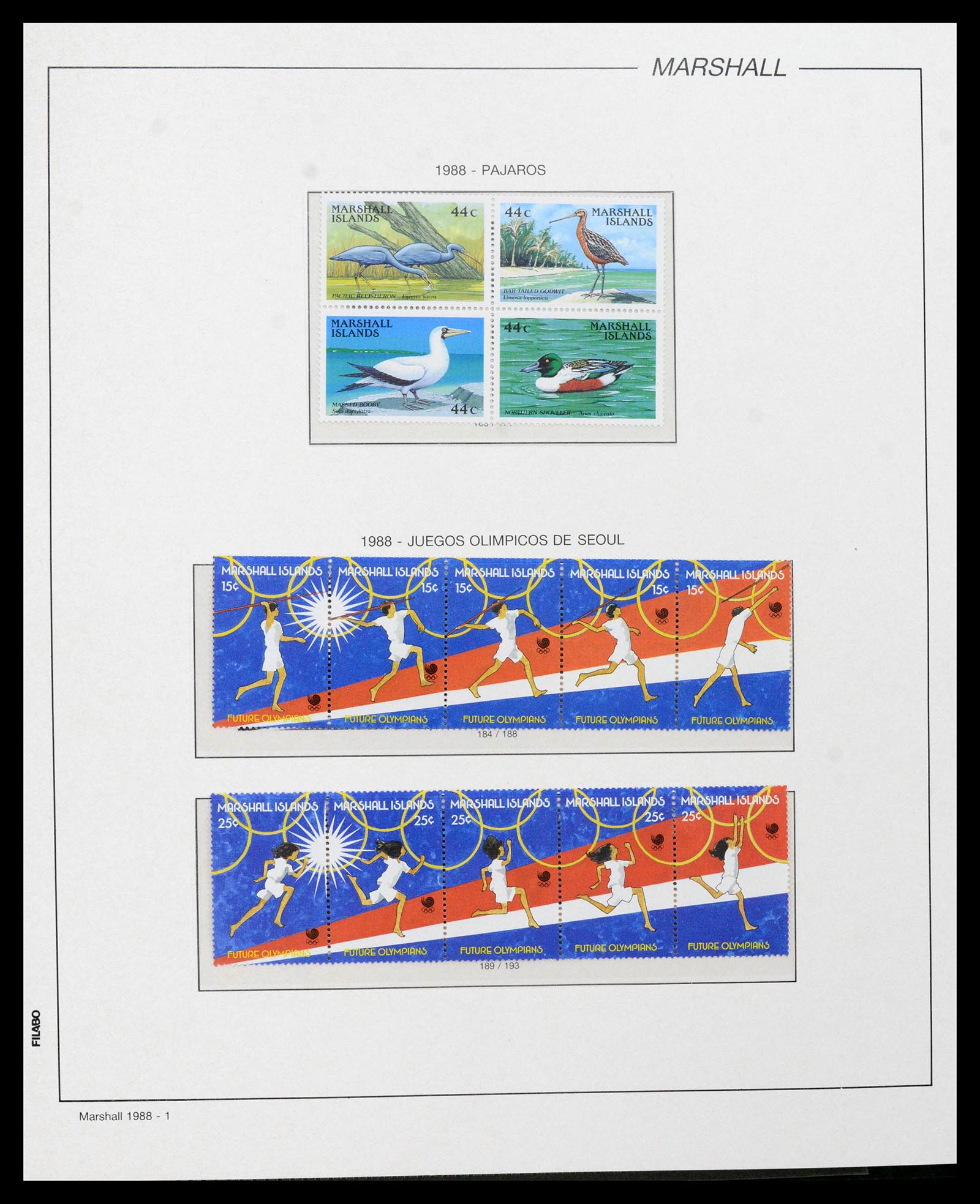 39222 0128 - Stamp collection 39222 Palau, Micronesia and Marshall islands 1980-1995.