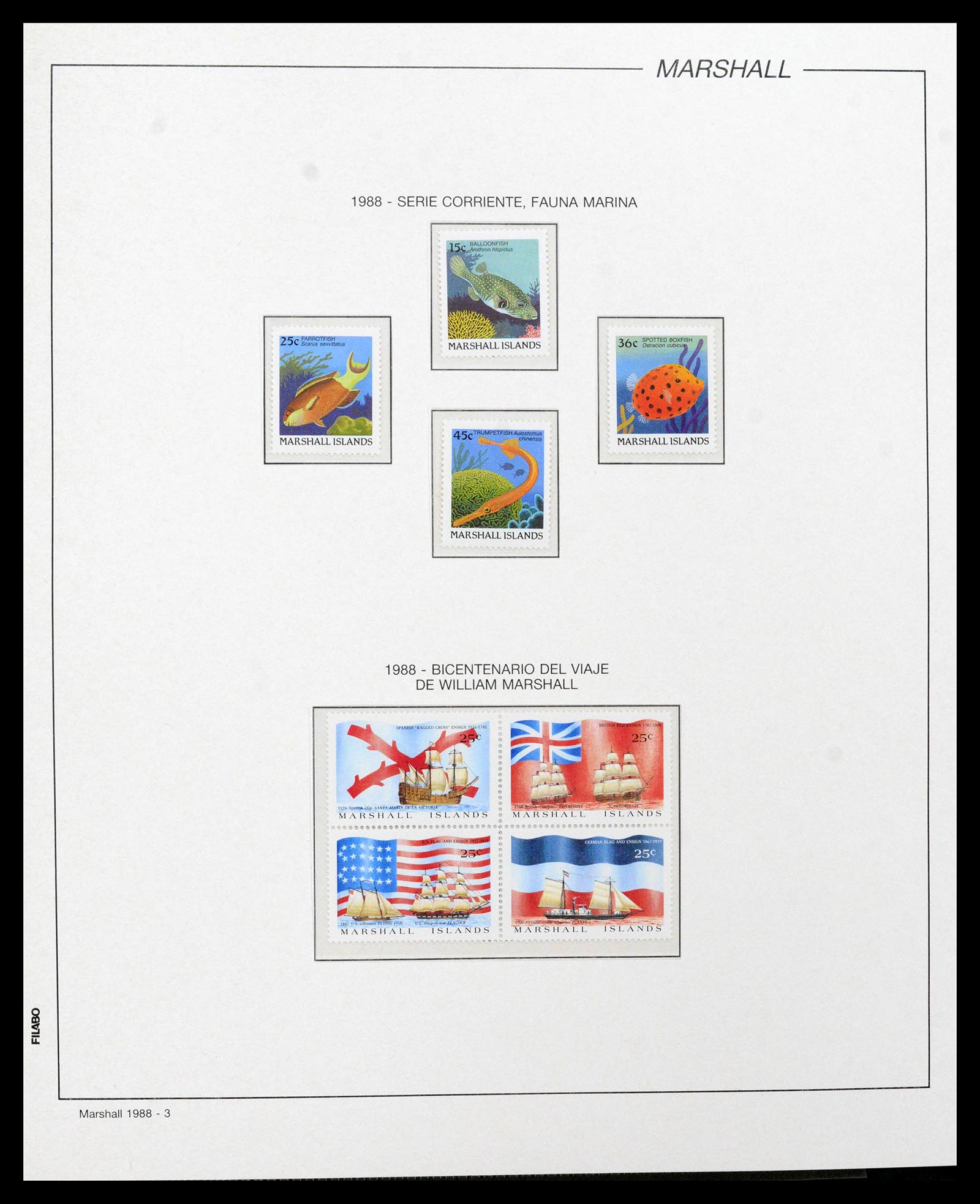 39222 0130 - Stamp collection 39222 Palau, Micronesia and Marshall islands 1980-1995.