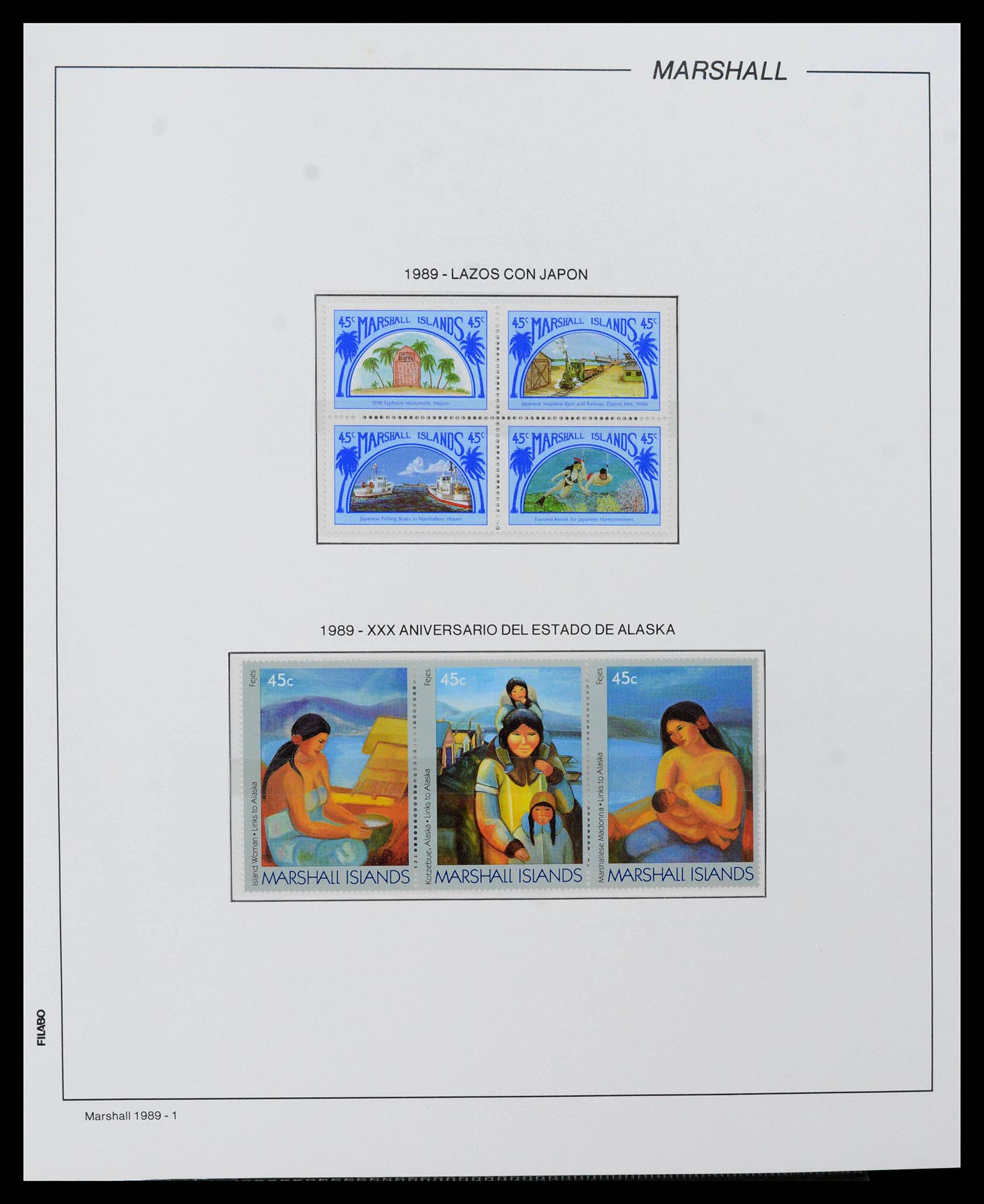 39222 0135 - Stamp collection 39222 Palau, Micronesia and Marshall islands 1980-1995.