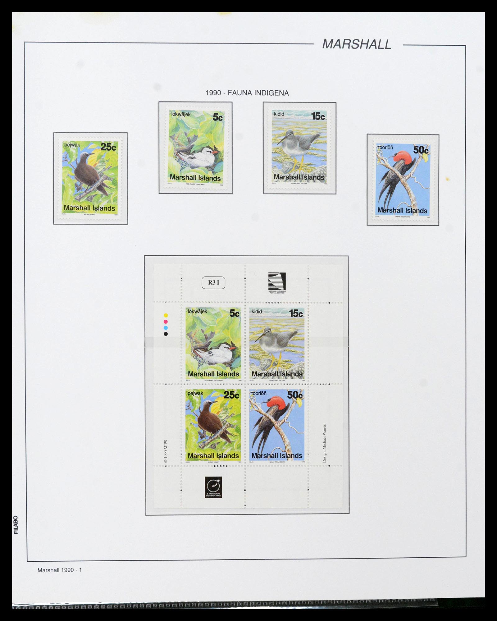 39222 0144 - Stamp collection 39222 Palau, Micronesia and Marshall islands 1980-1995.
