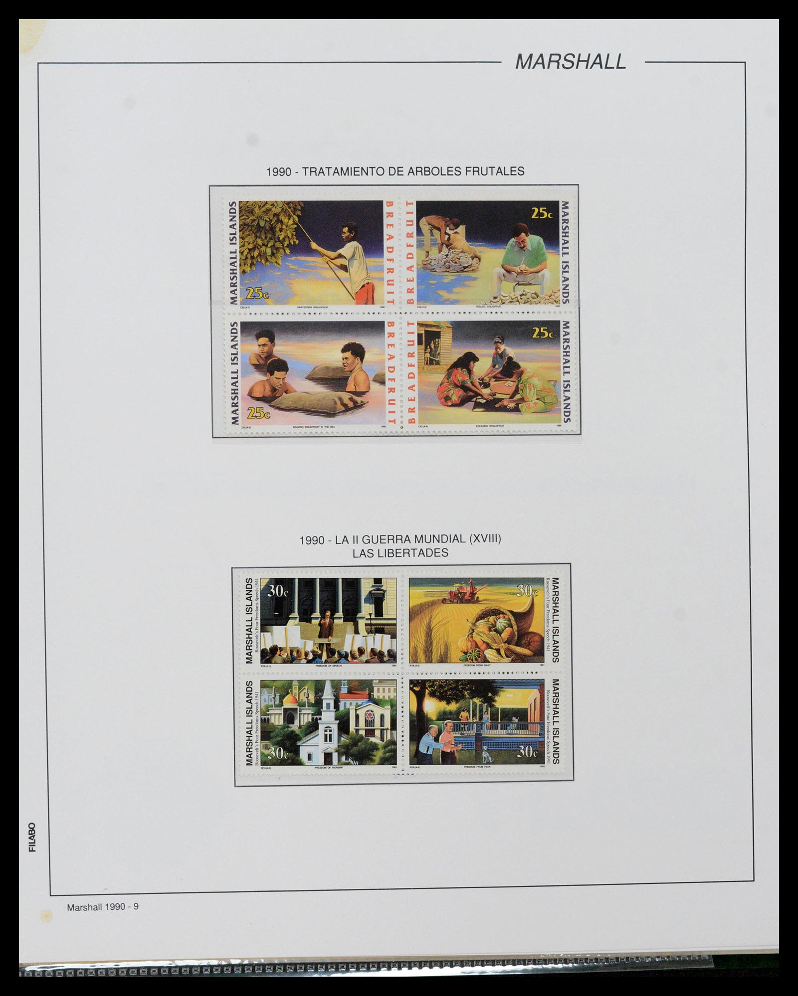39222 0151 - Stamp collection 39222 Palau, Micronesia and Marshall islands 1980-1995.