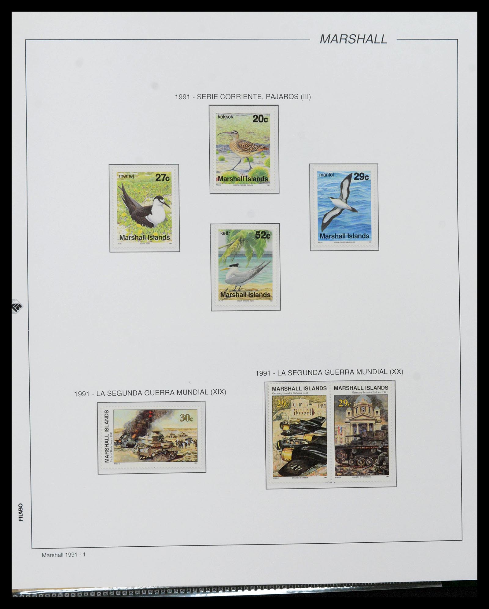 39222 0152 - Stamp collection 39222 Palau, Micronesia and Marshall islands 1980-1995.