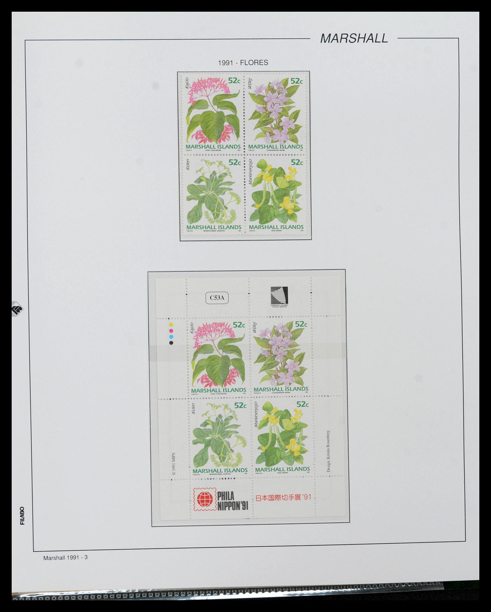 39222 0154 - Stamp collection 39222 Palau, Micronesia and Marshall islands 1980-1995.