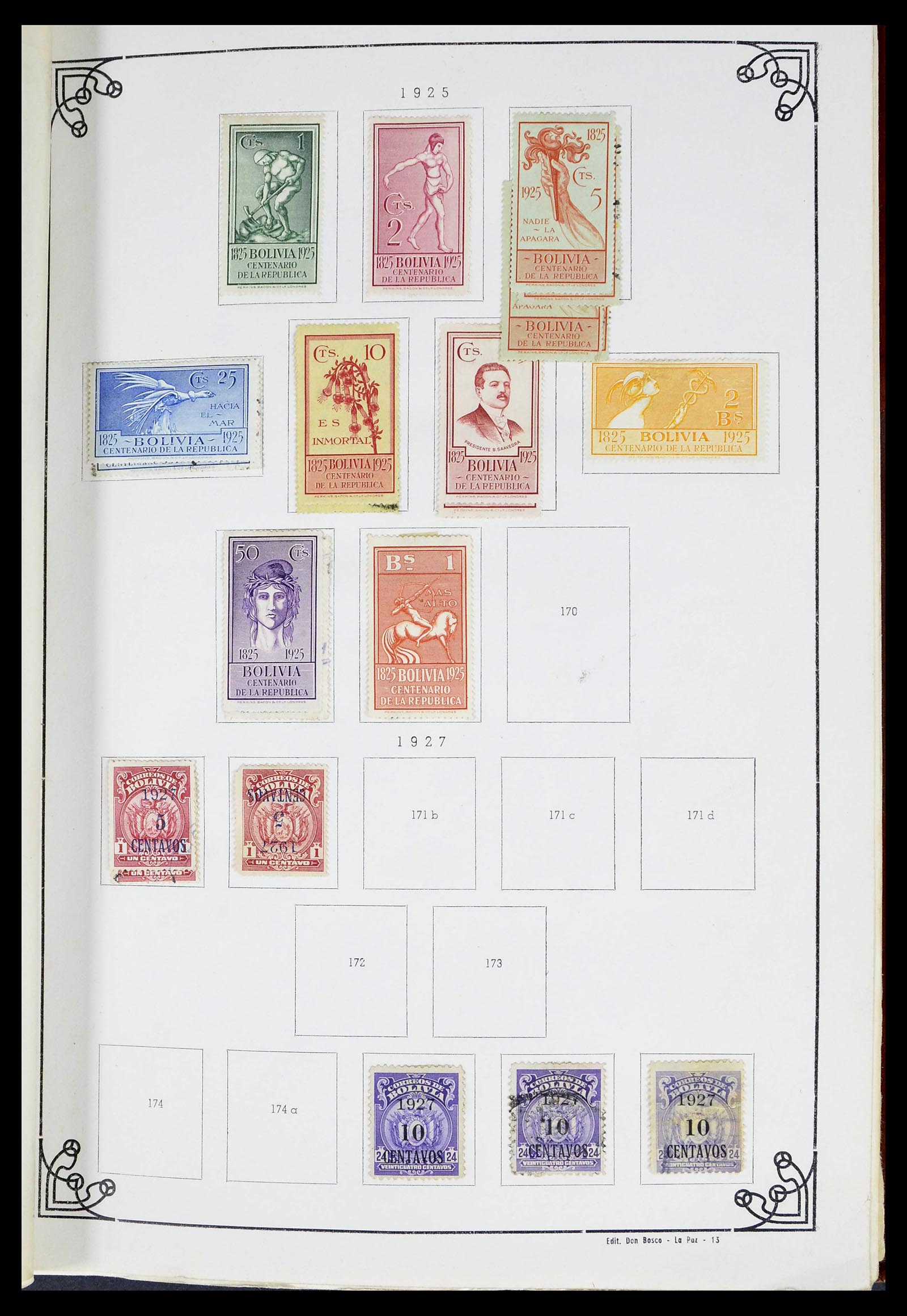 39224 0014 - Postzegelverzameling 39224 Bolivia 1849-1955.