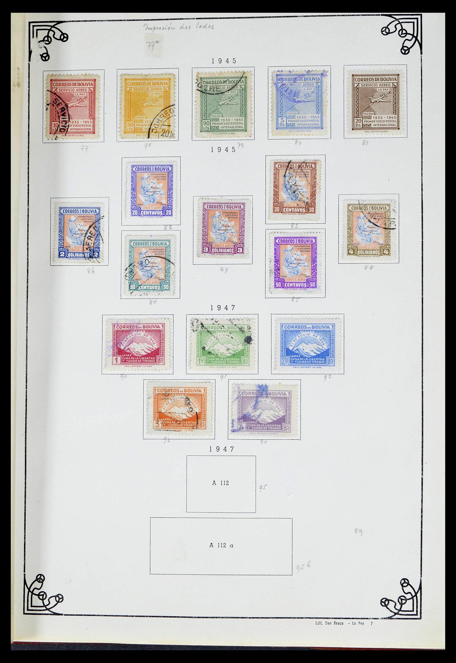 39224 0051 - Postzegelverzameling 39224 Bolivia 1849-1955.