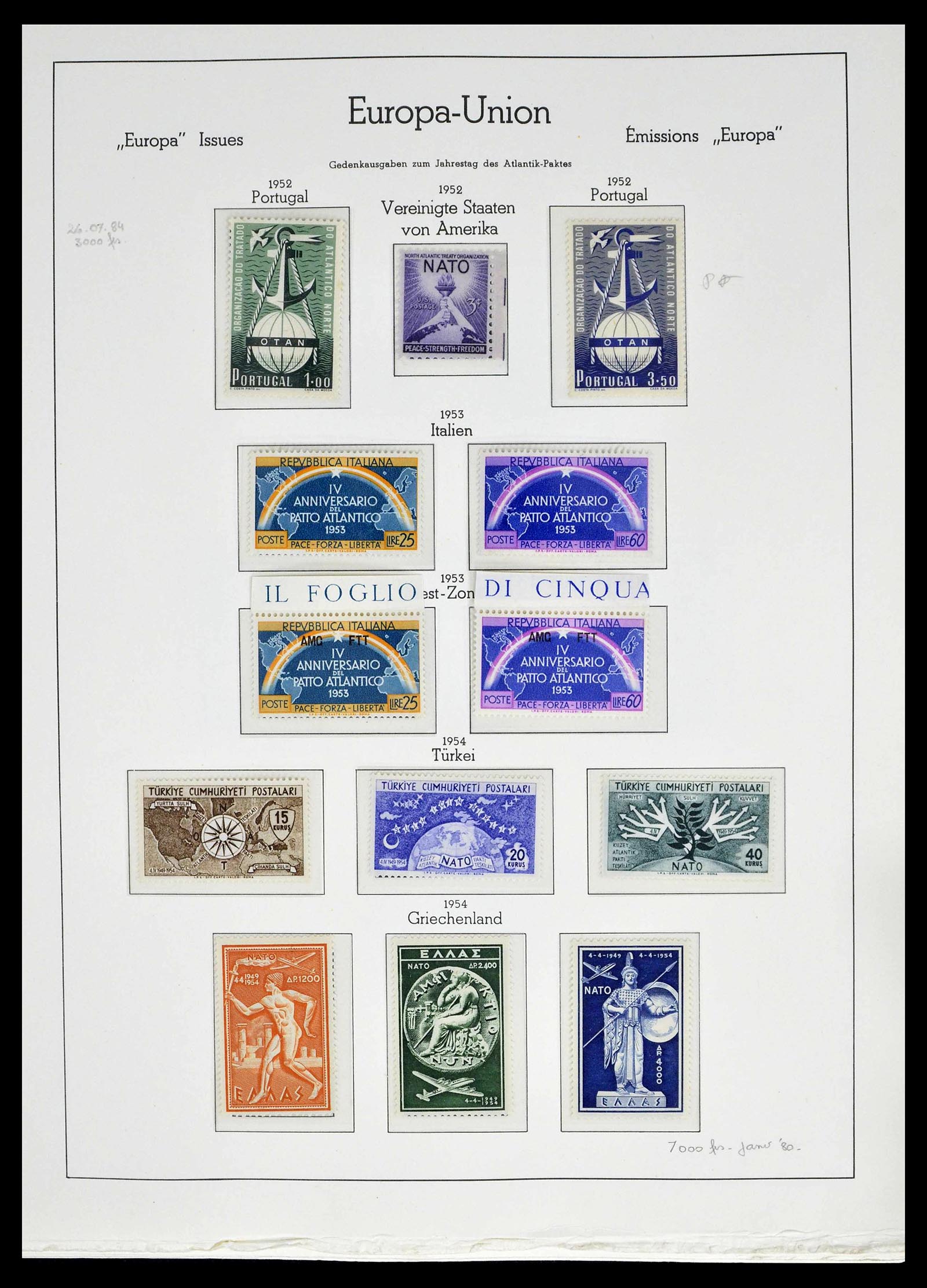 39227 0004 - Postzegelverzameling 39227 Europa CEPT voor- en meelopers 1949-1985.