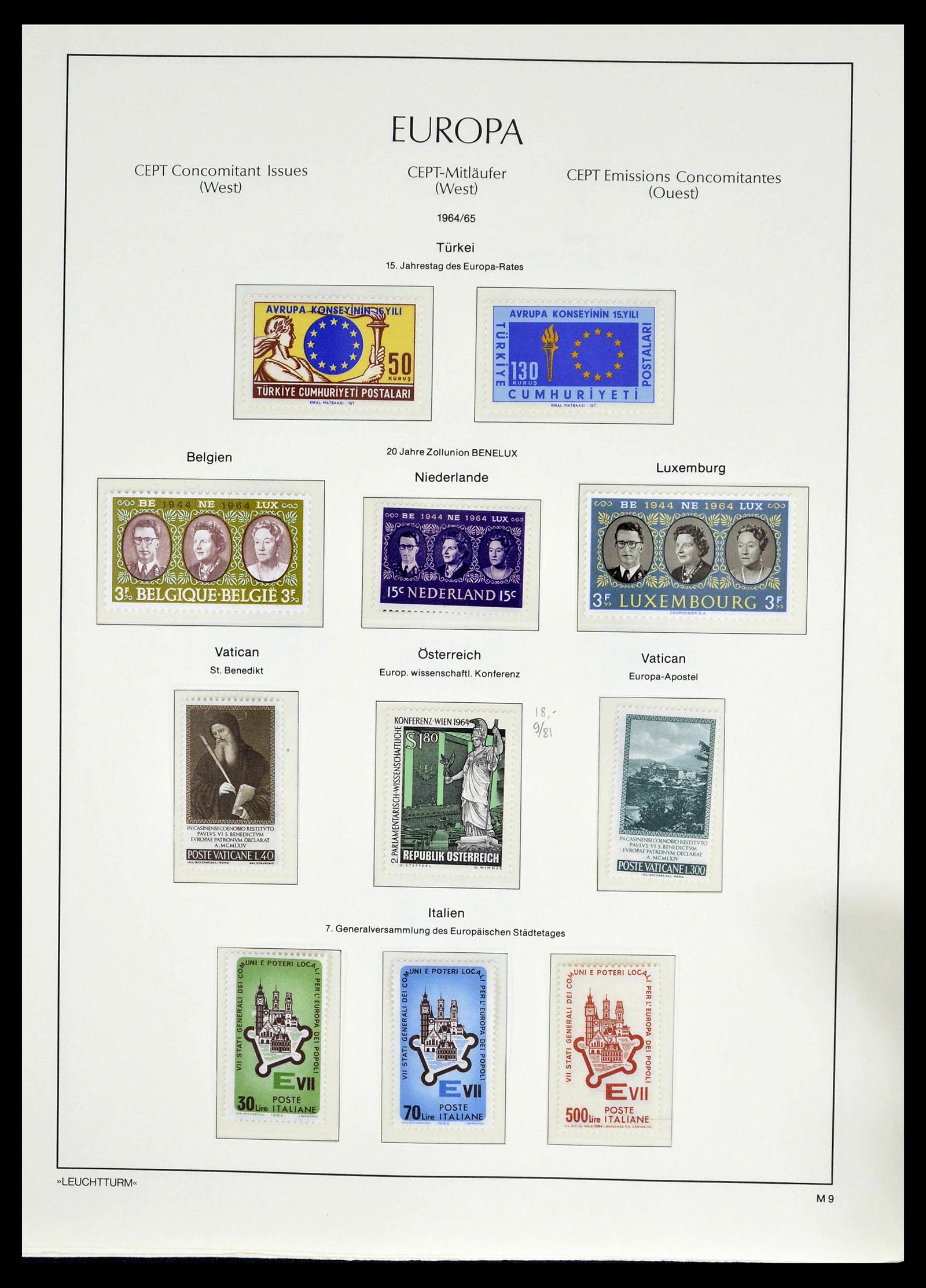 39227 0015 - Postzegelverzameling 39227 Europa CEPT voor- en meelopers 1949-1985.