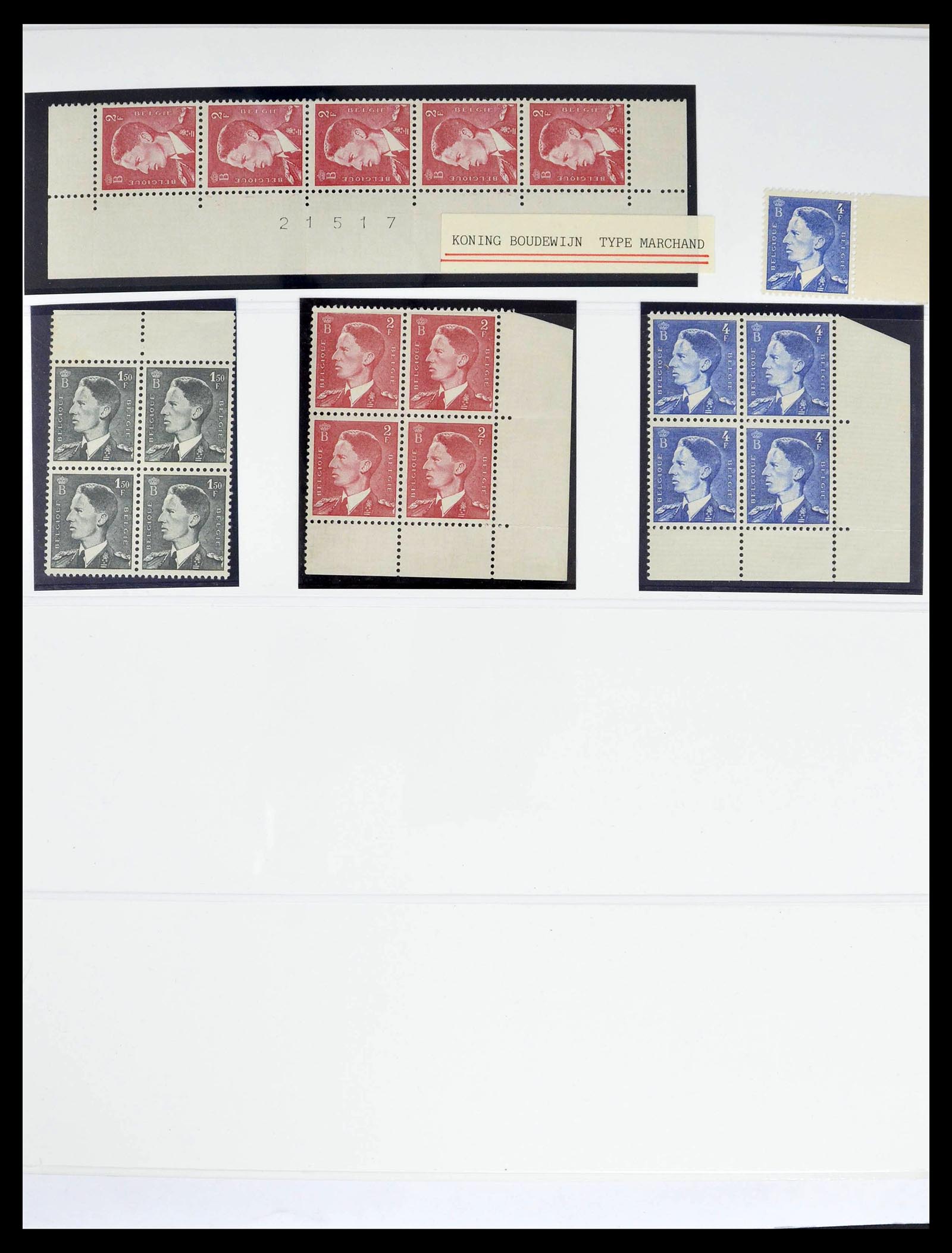 39229 0001 - Stamp collection 39229 Belgium Boudewijn with glasses 1952-1975.