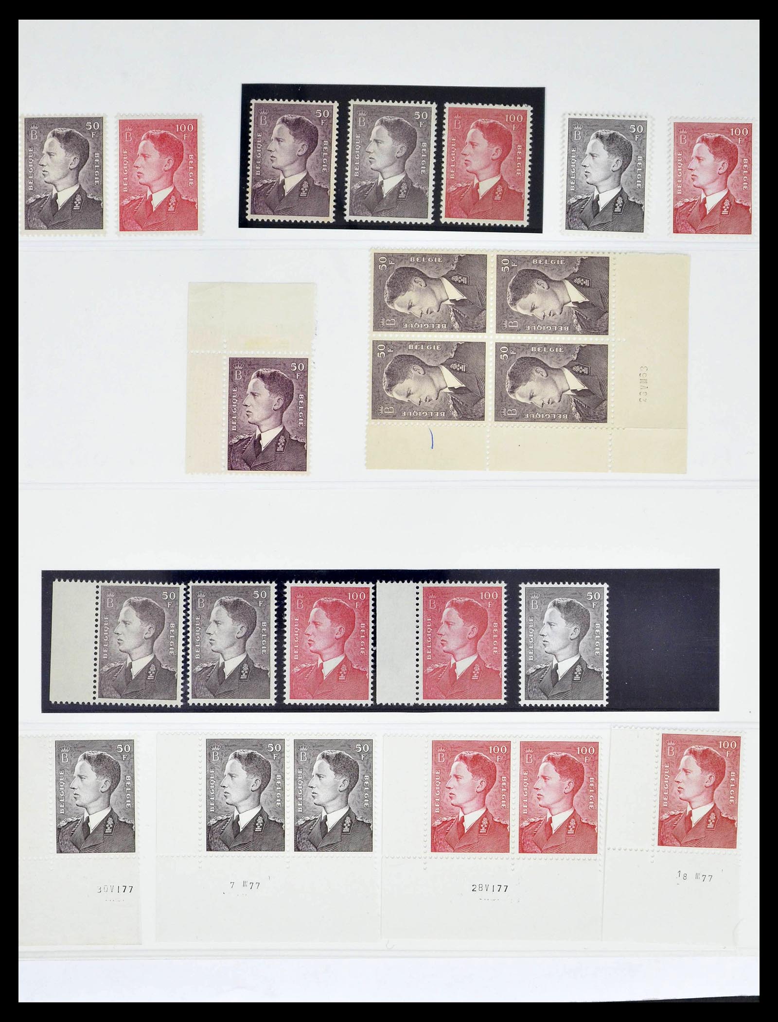 39229 0002 - Stamp collection 39229 Belgium Boudewijn with glasses 1952-1975.