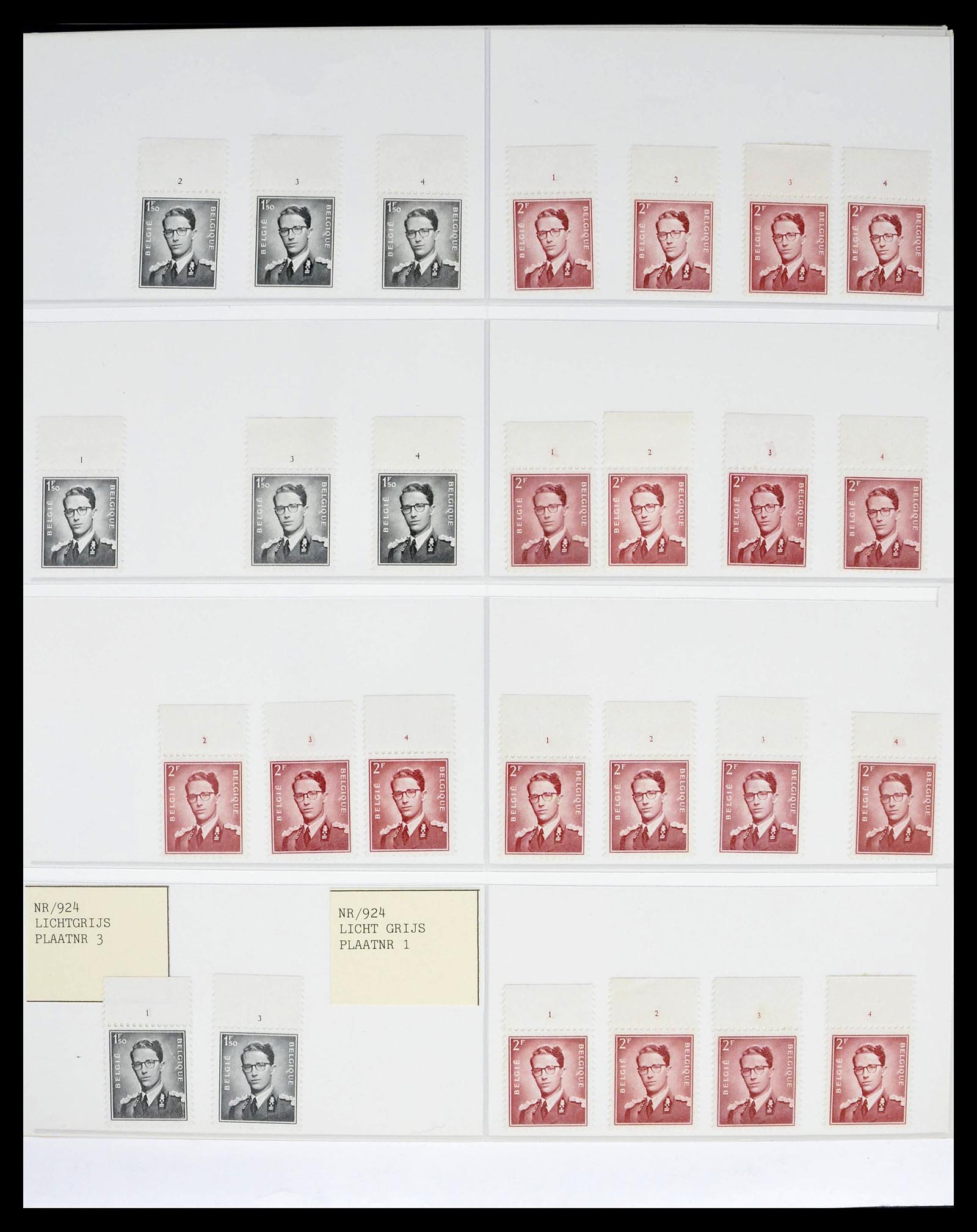 39229 0011 - Stamp collection 39229 Belgium Boudewijn with glasses 1952-1975.