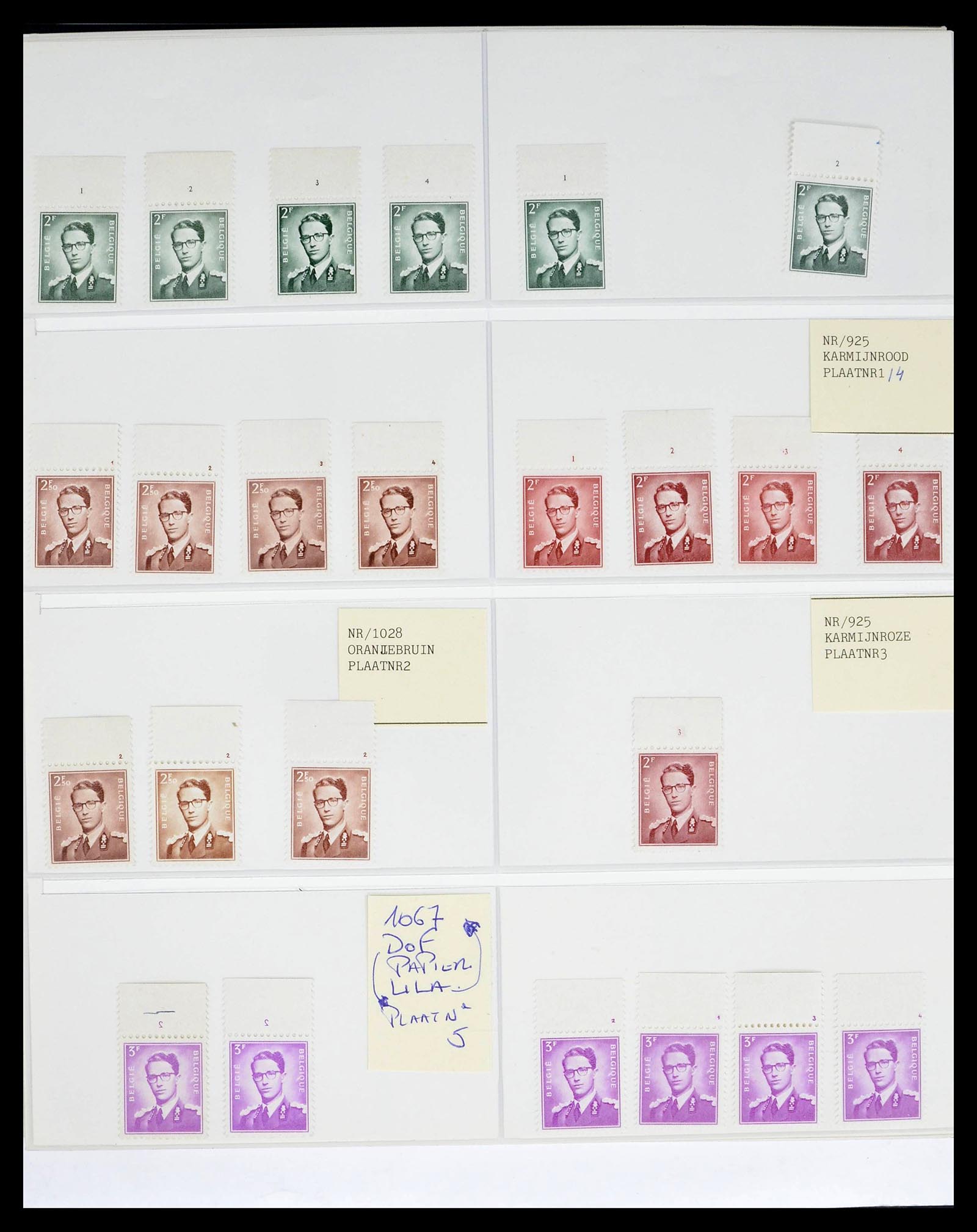 39229 0012 - Stamp collection 39229 Belgium Boudewijn with glasses 1952-1975.