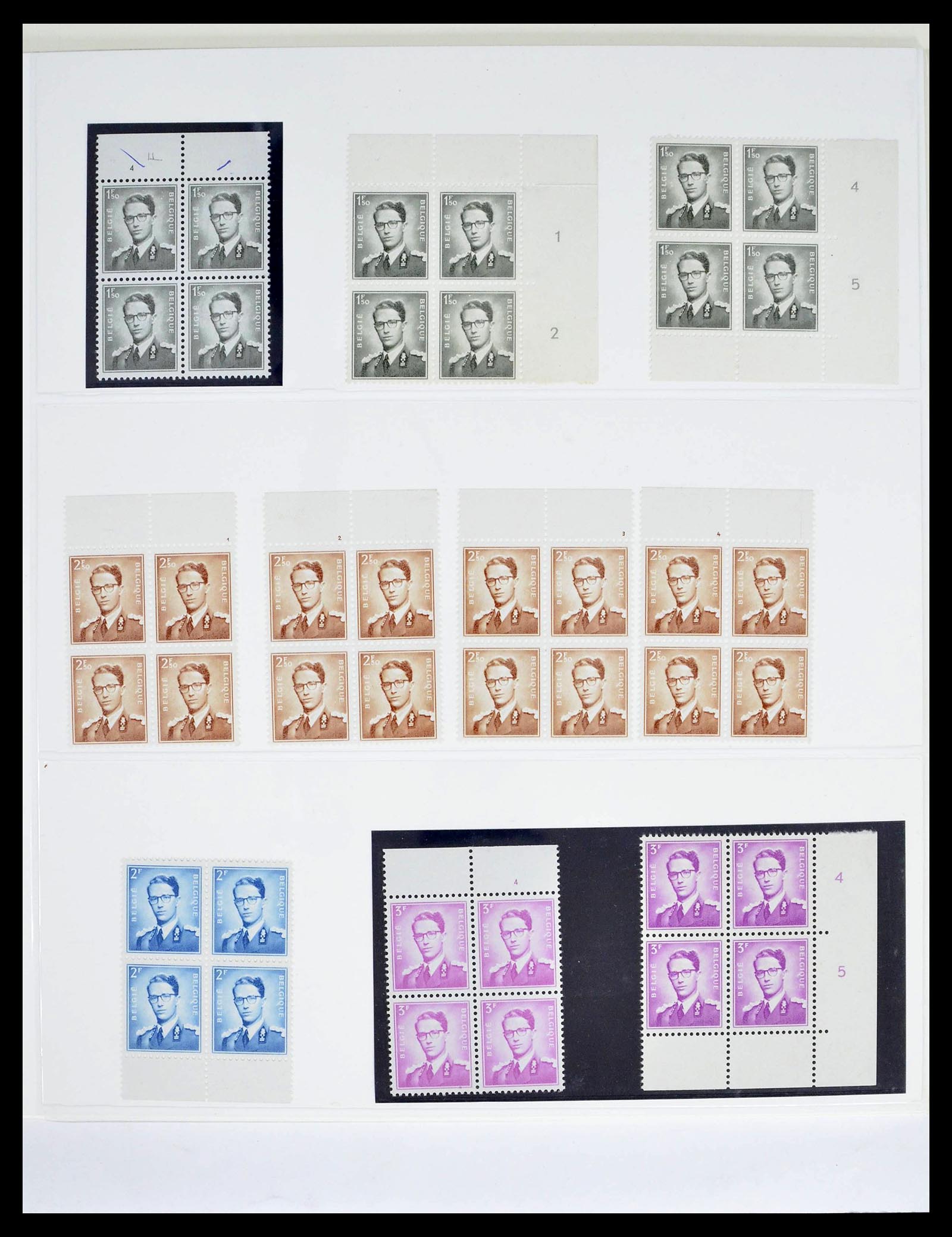 39229 0027 - Stamp collection 39229 Belgium Boudewijn with glasses 1952-1975.