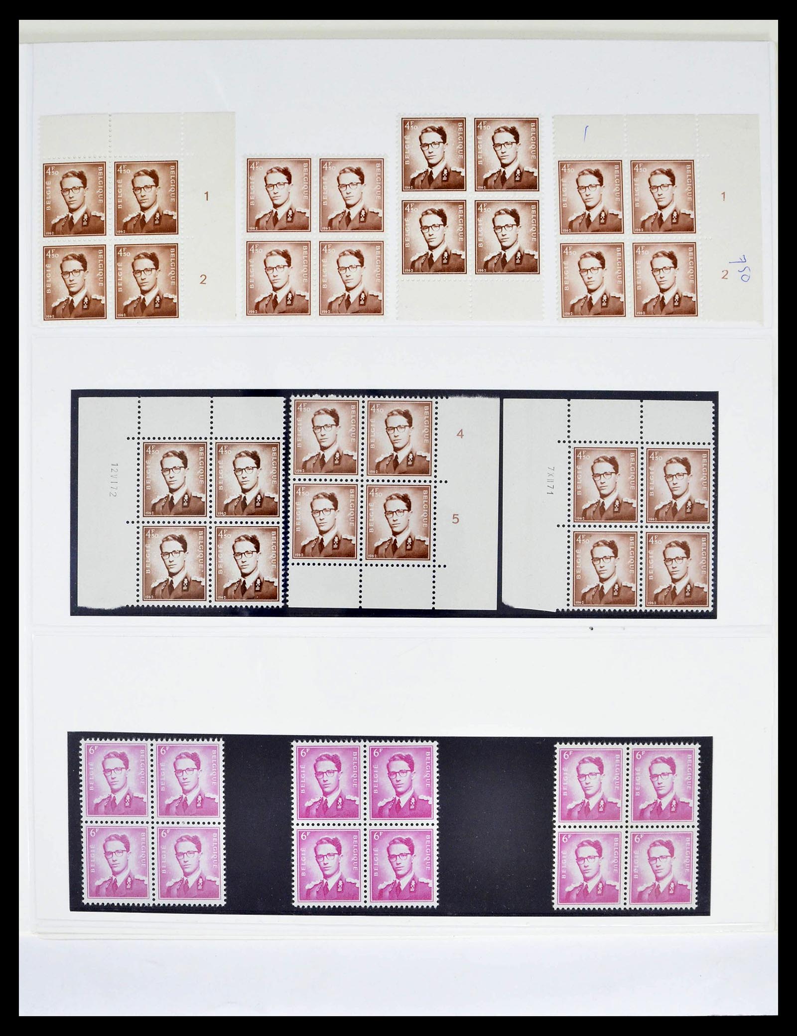 39229 0029 - Stamp collection 39229 Belgium Boudewijn with glasses 1952-1975.