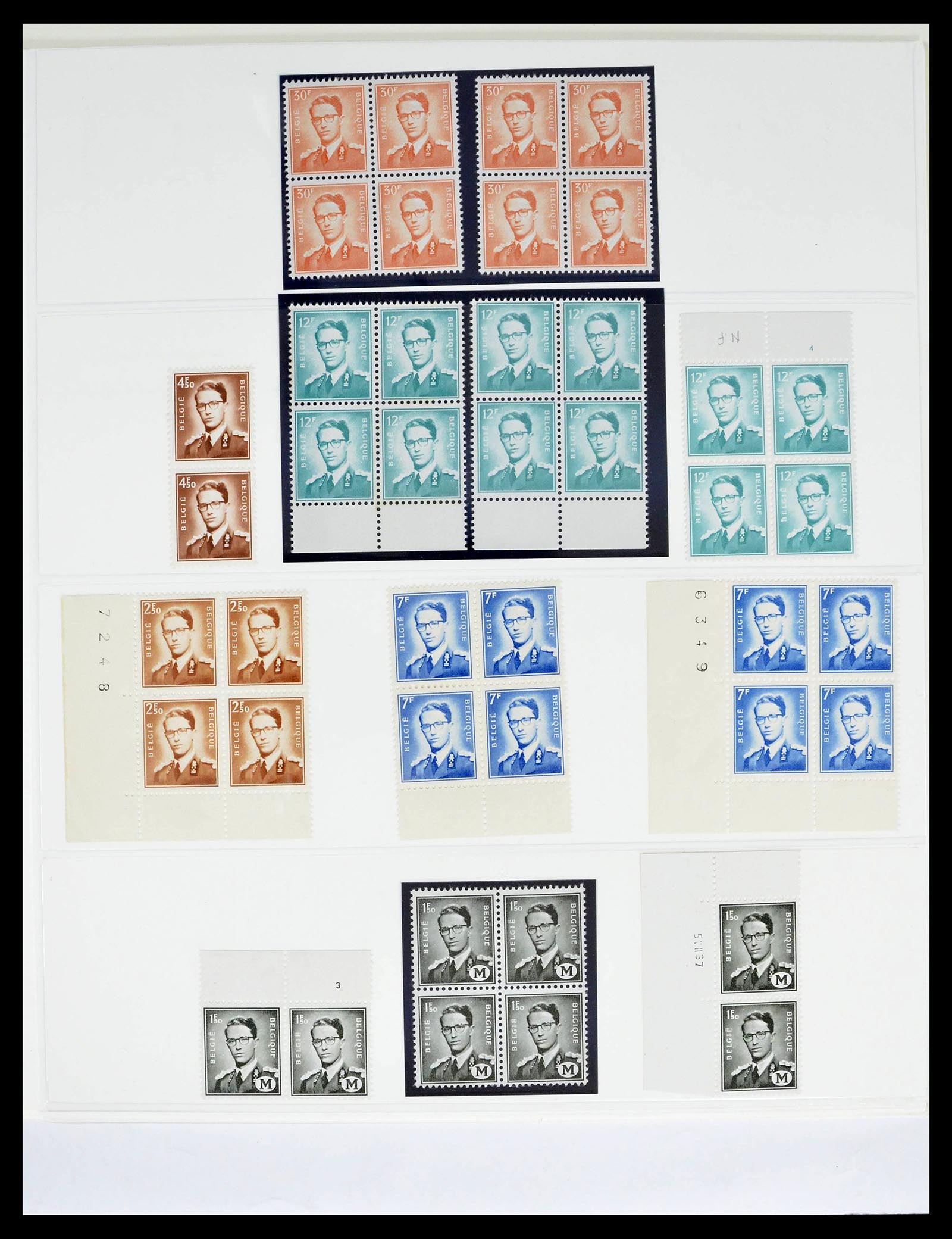 39229 0031 - Stamp collection 39229 Belgium Boudewijn with glasses 1952-1975.