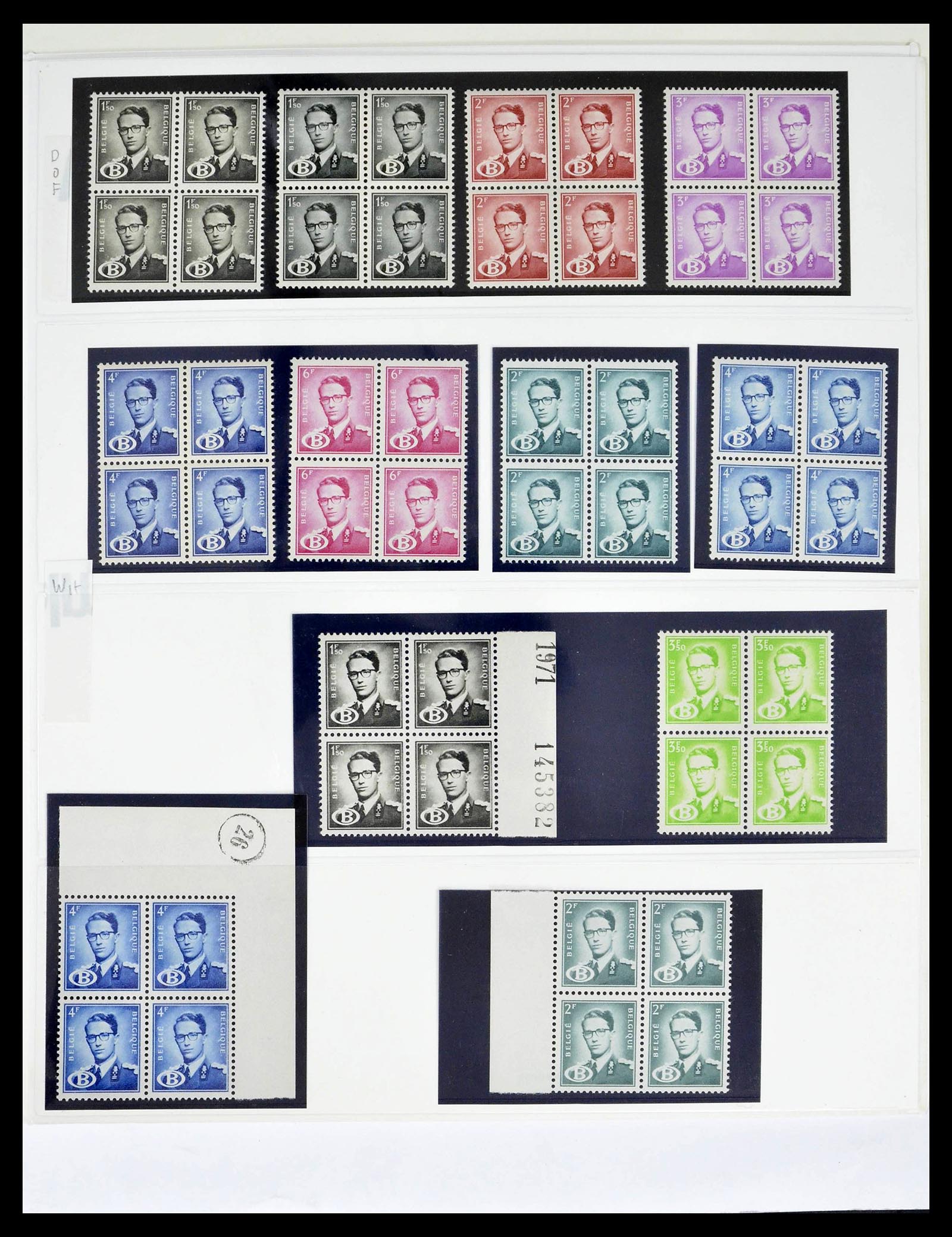 39229 0035 - Stamp collection 39229 Belgium Boudewijn with glasses 1952-1975.