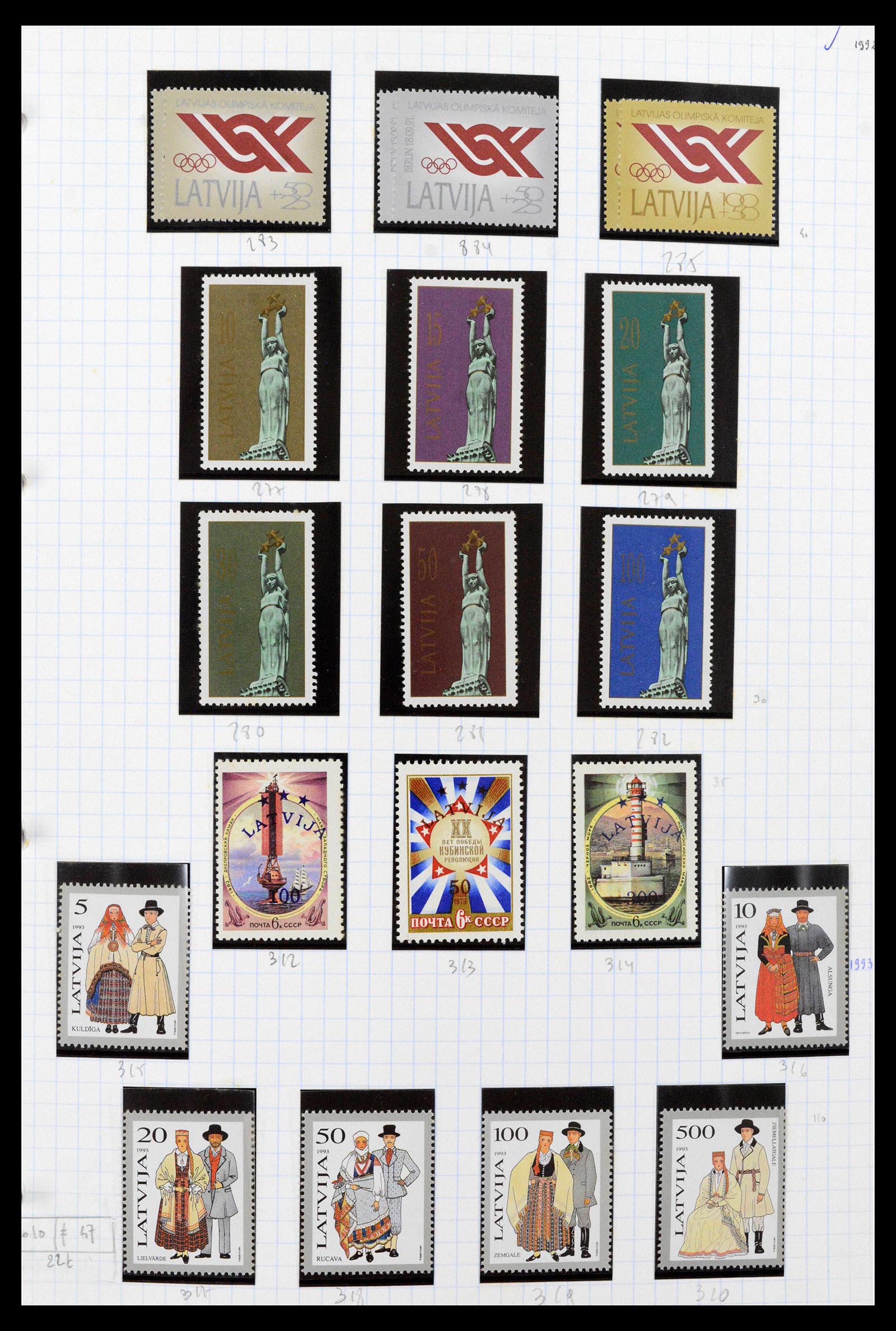 39238 0027 - Postzegelverzameling 39238 Letland 1919-2008.